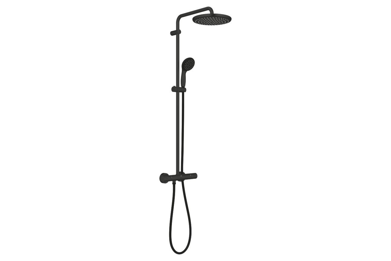 Душевая система GROHE Vitalio Start System 250 с термостатом для душа, черный (266772430)