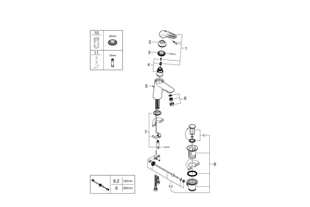 Смеситель для раковины GROHE Eurostyle, S-size, хром (33558003)