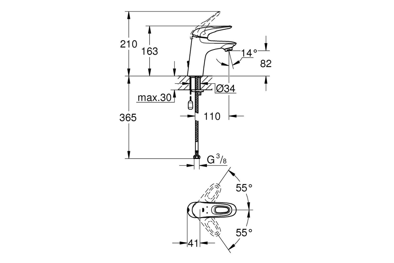 Смеситель для раковины GROHE Eurostyle, S-size, хром (33557003)