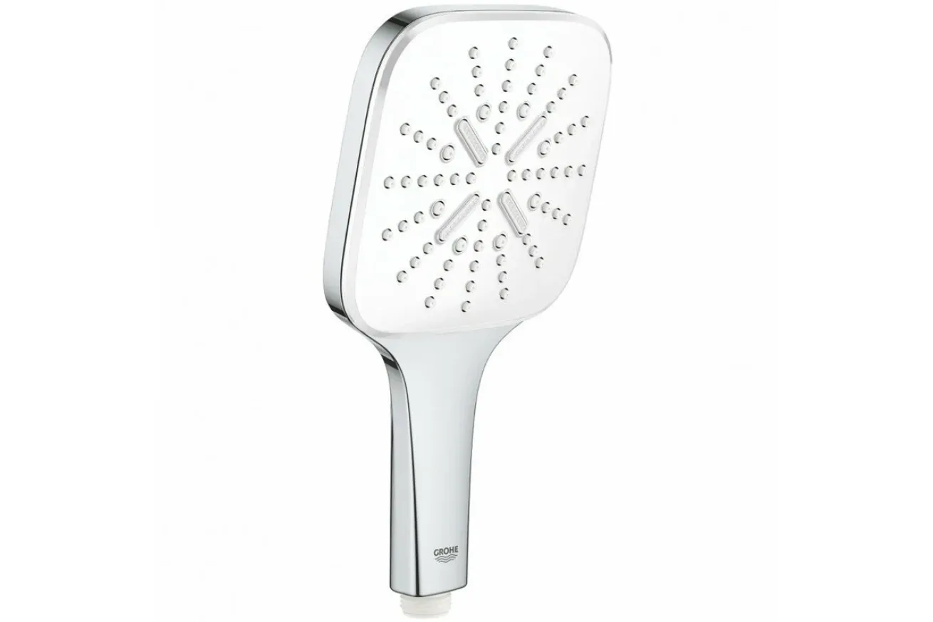 Ручной душ GROHE Rainshower SmartActive 130 Cube, 9,5 л/мин, 3 режима, хром/белый (26582LS0)