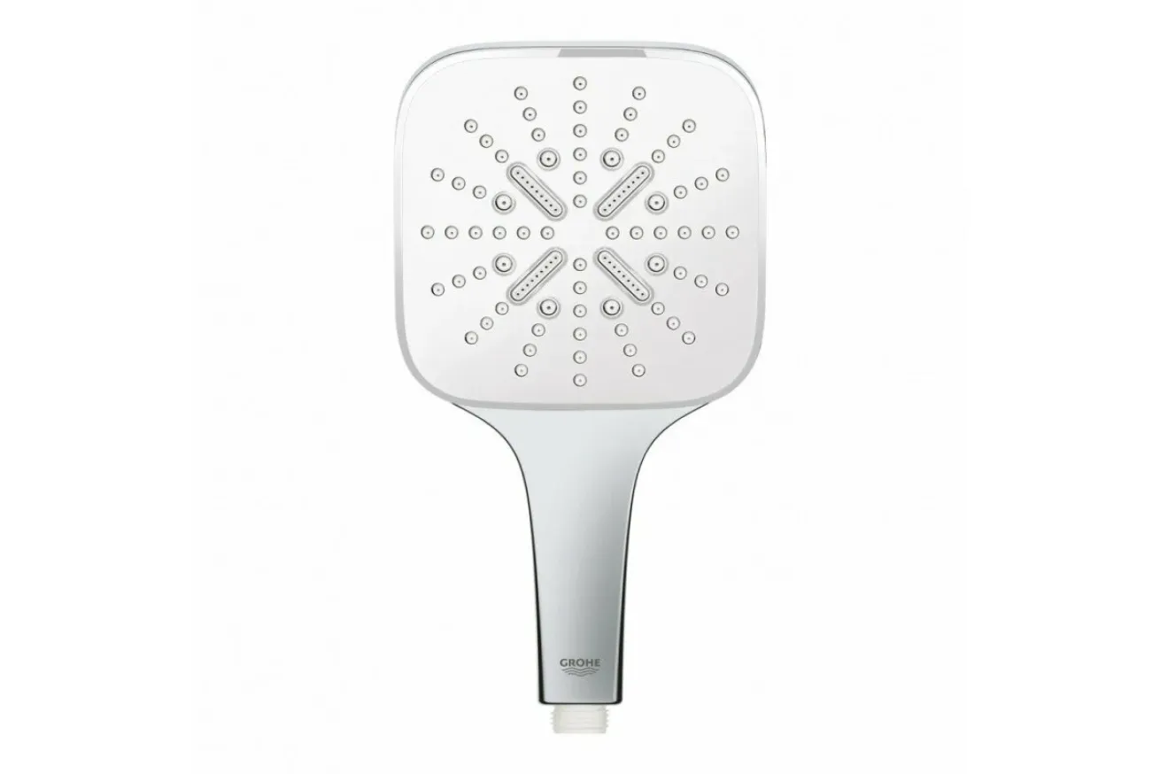 Ручной душ GROHE Rainshower SmartActive 130 Cube, 9,5 л/мин, 3 режима, хром/белый (26582LS0)