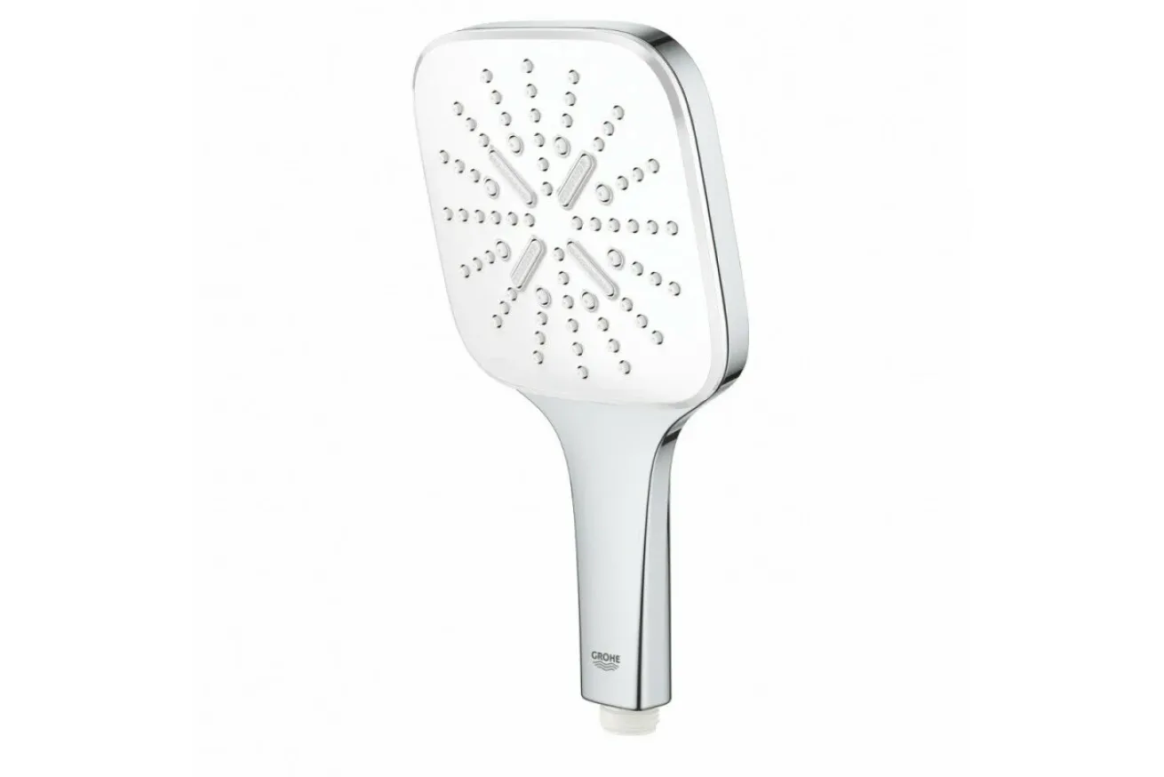 Ручной душ GROHE Rainshower SmartActive 130 Cube, 9,5 л/мин, 3 режима, хром/белый (26582LS0)
