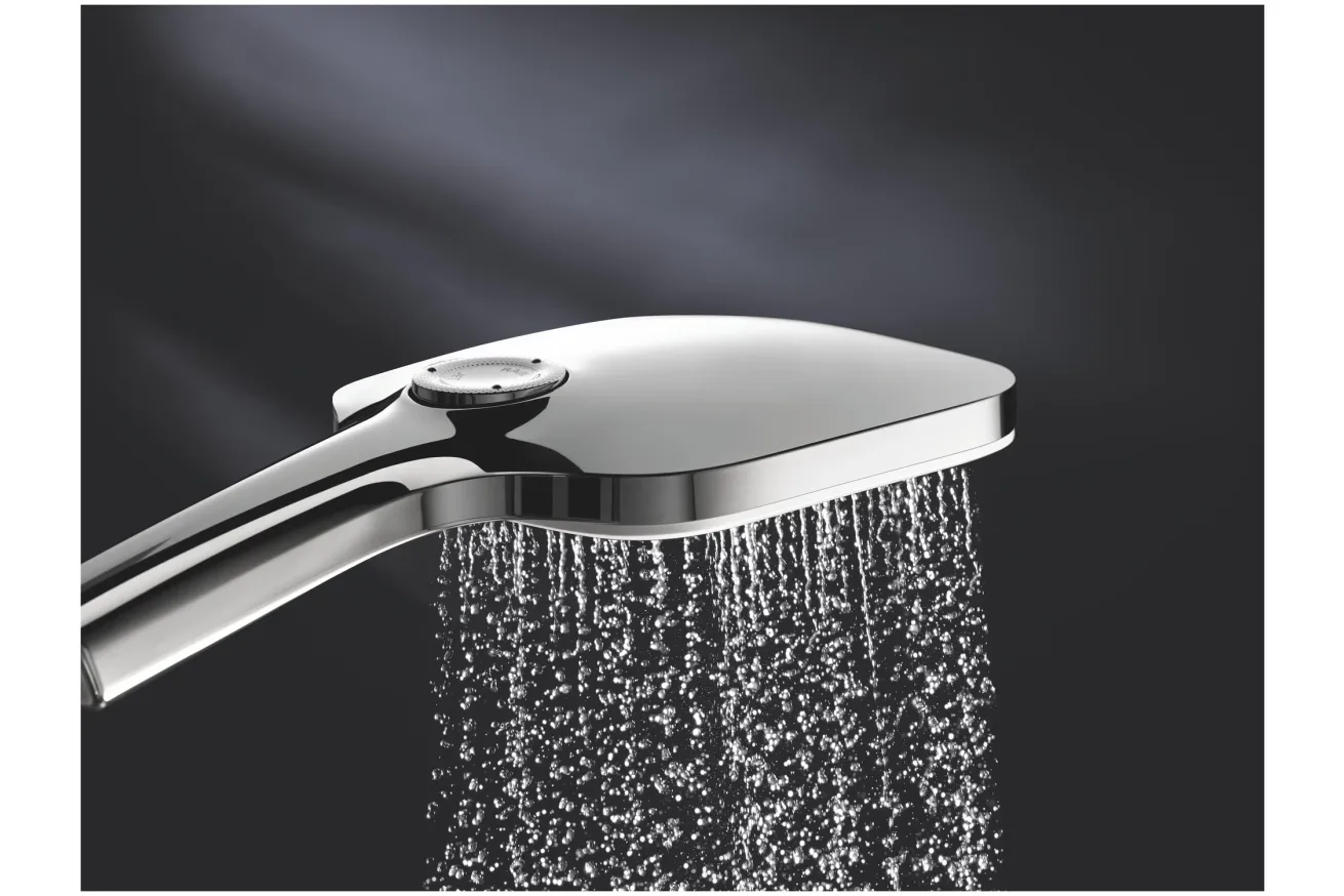 Ручной душ GROHE Rainshower SmartActive 130 Cube, 9,5 л/мин, 3 режима, хром/белый (26582LS0)