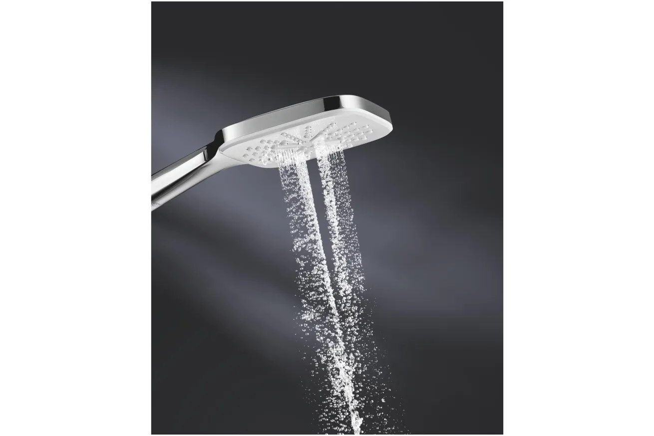 Ручной душ GROHE Rainshower SmartActive 130 Cube, 9,5 л/мин, 3 режима, хром/белый (26582LS0)