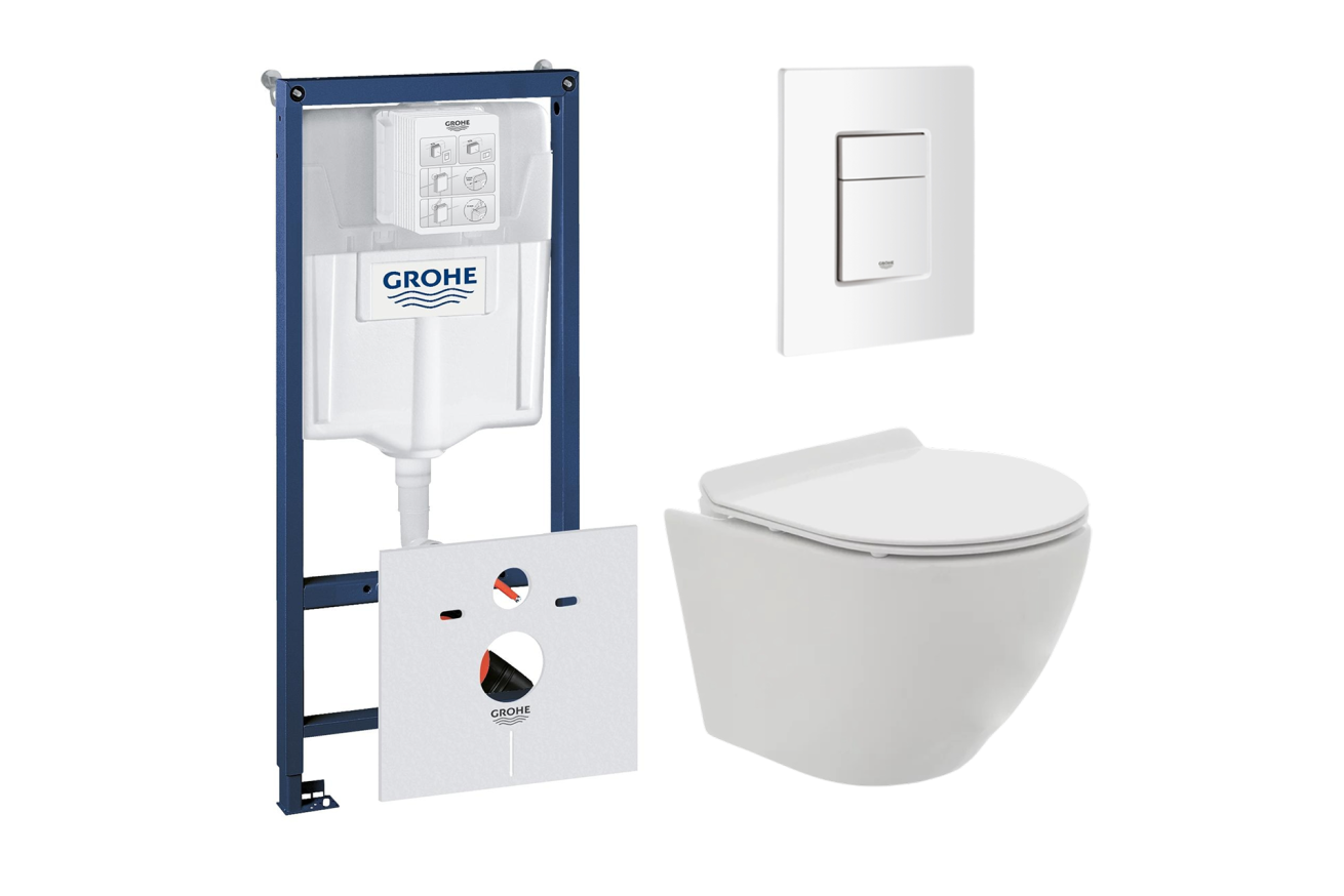 Комплект инсталляции GROHE 38772SH0 с унитазом AQUAme AQM2002 и сиденьем с микролифтом (NW0177)