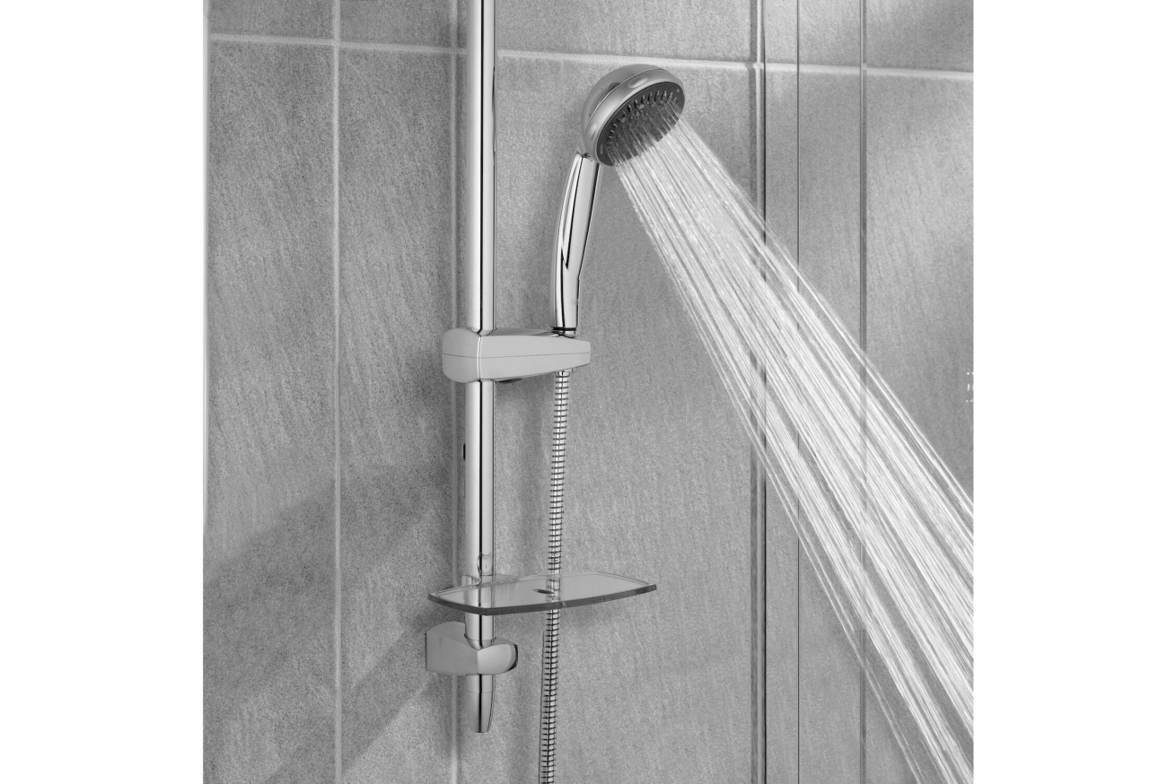 Душевой гарнитур GROHE Vitalio Comfort 100 с мыльницей, 3 режима струи, душевая штанга 600 мм, 9,5 л/мин, хром (28732000)
