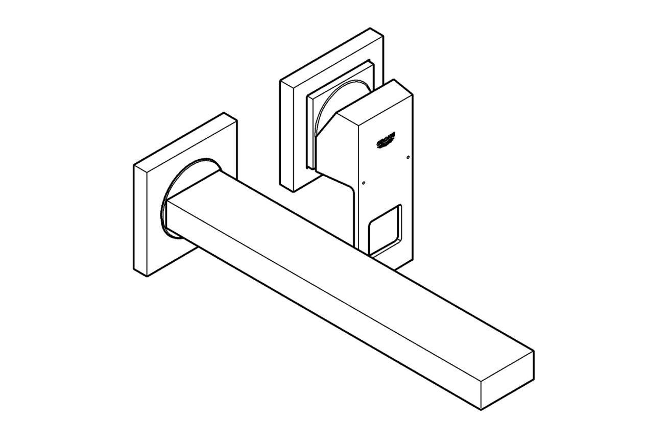 Внешняя часть смесителя для раковины GROHE Eurocube на 2 отверстия, M-Size, хром (23447000)