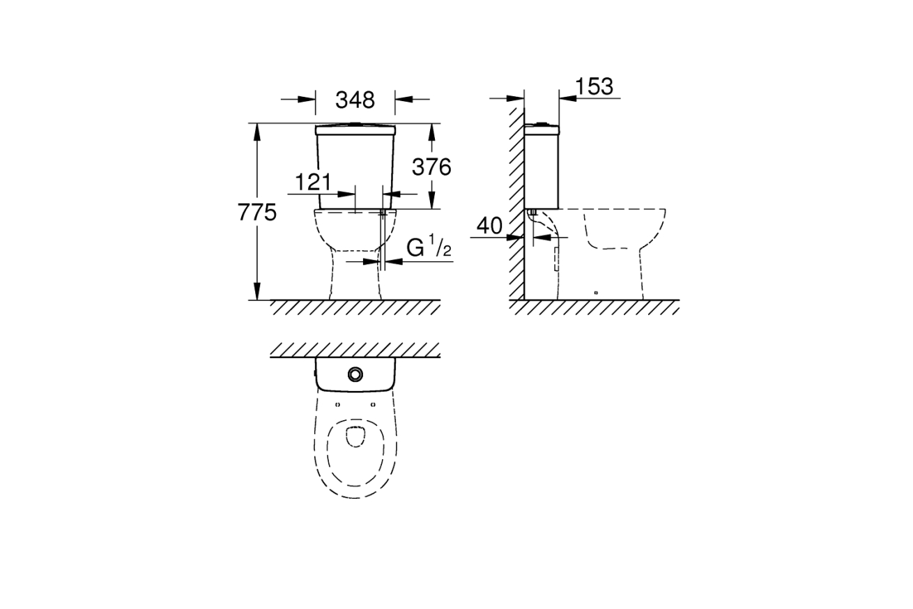 Смывной бачок для унитаза GROHE Bau Ceramic, альпин-белый (39436000)