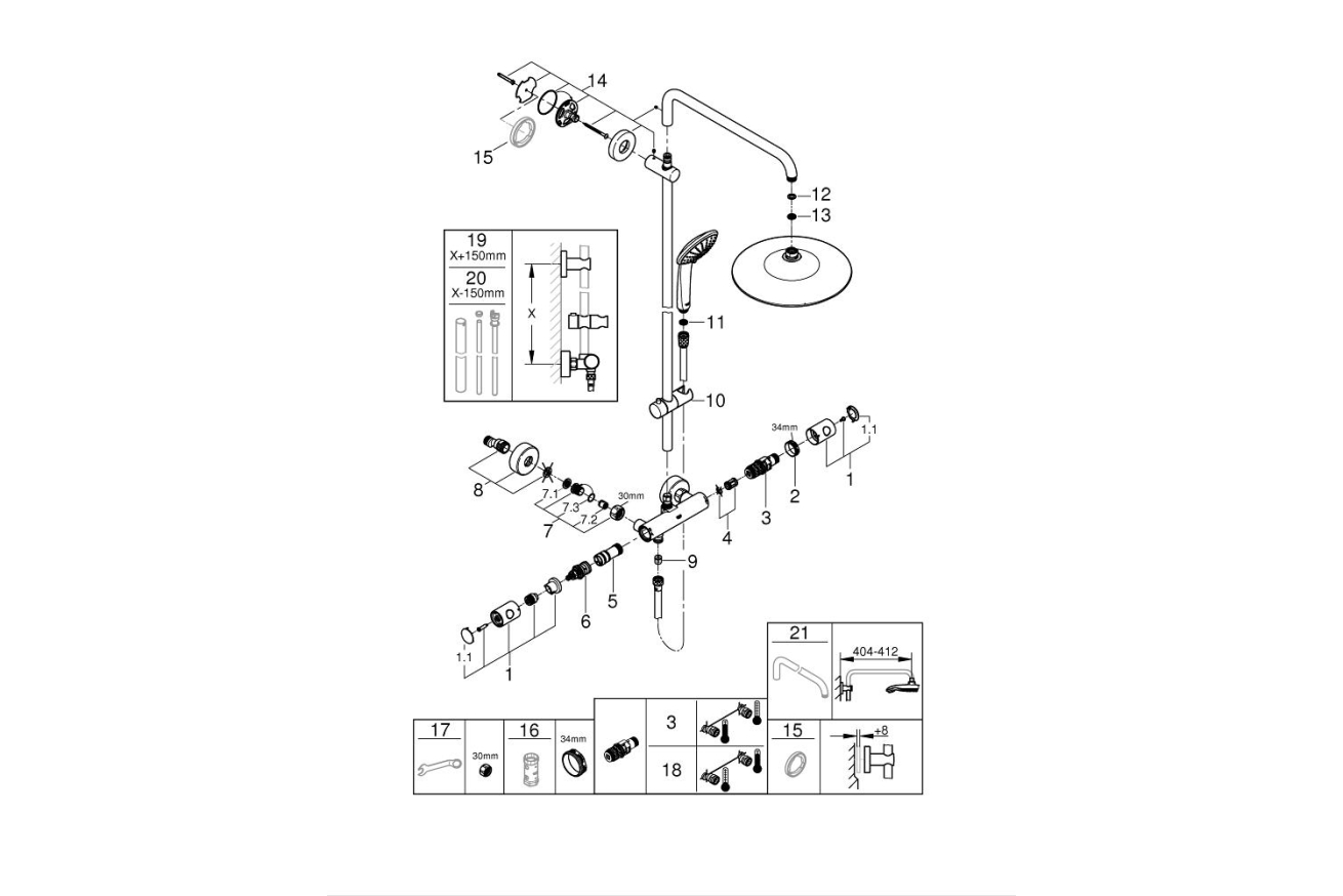 Душевая система GROHE Euphoria System 260 с термостатом для душа, хром (27296002)