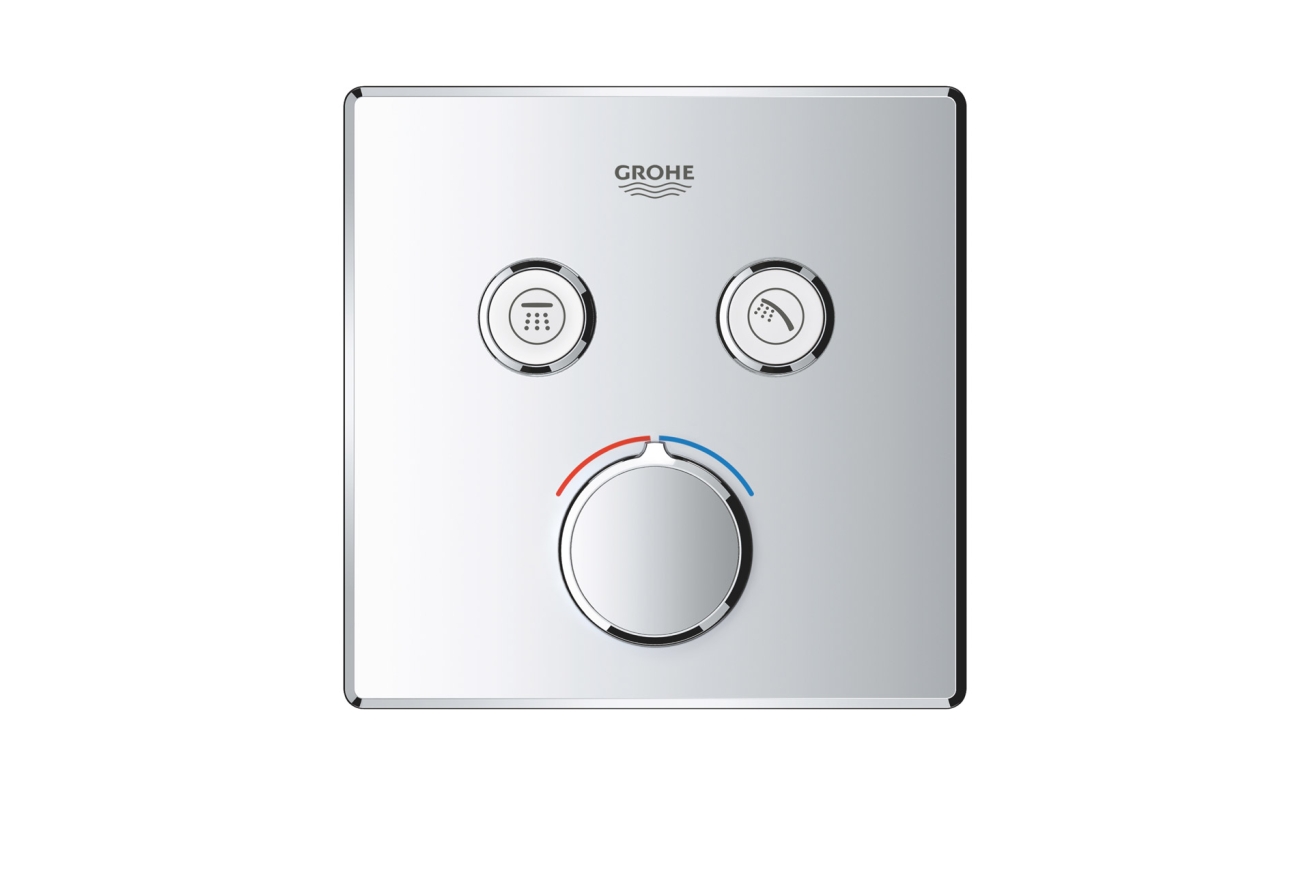 Внешняя часть смесителя для ванны и душа GROHE SmartControl квадратная, на 2 потребителя, хром (29148000)