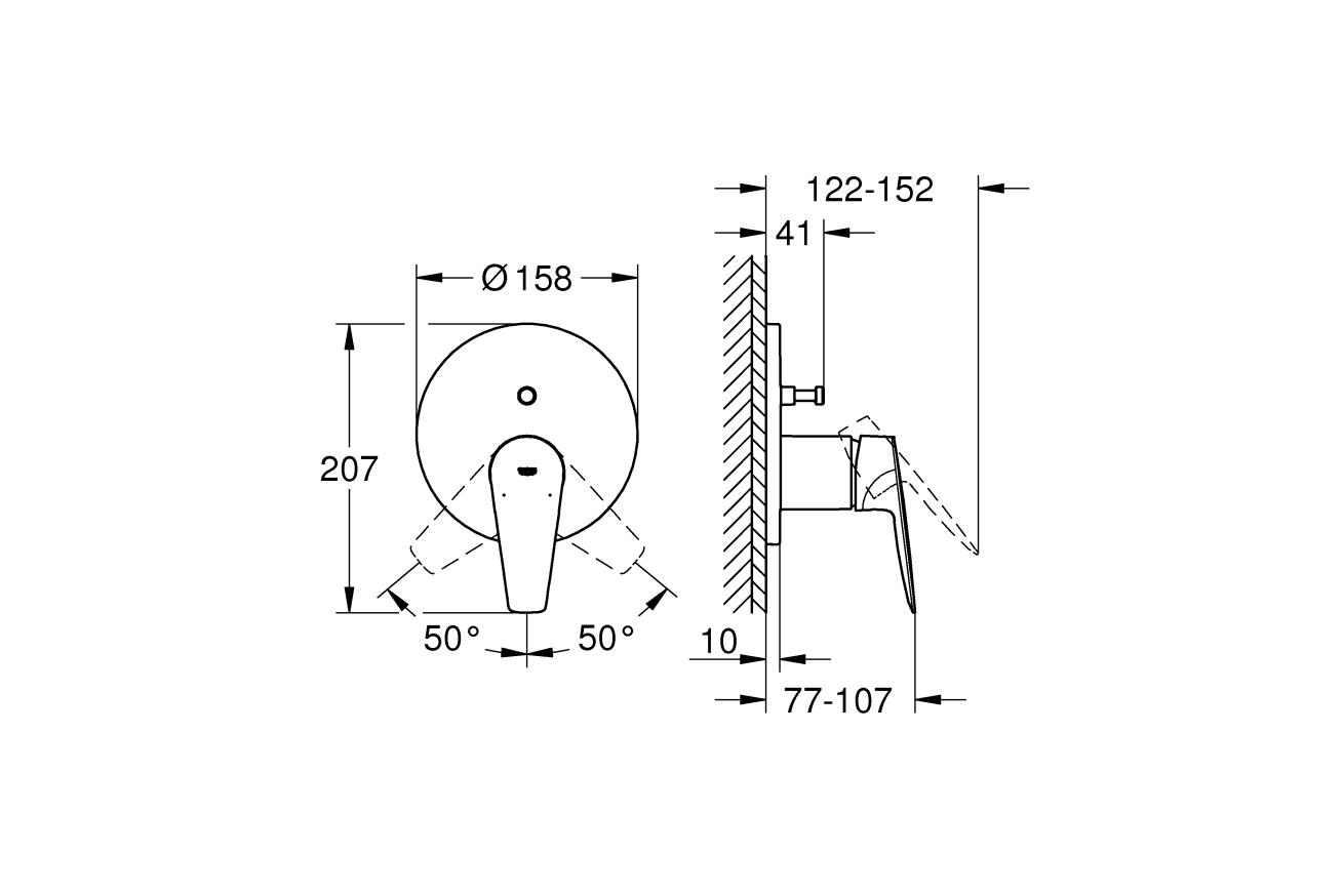 Внешняя часть смесителя для ванны GROHE BauEdge, хром (24162001)