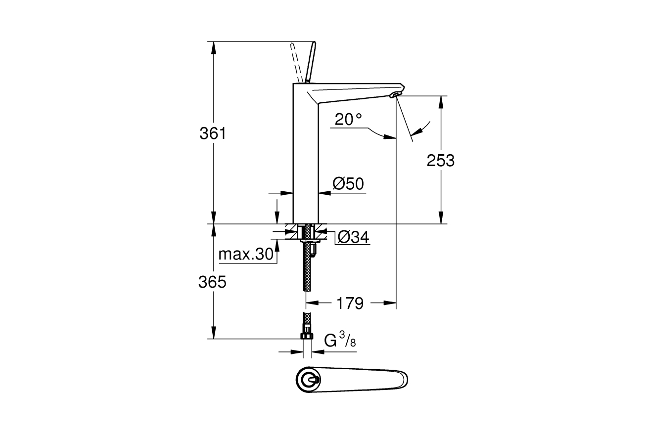 Смеситель для раковины GROHE Eurodisc Joy, XL-size, хром (23428000)