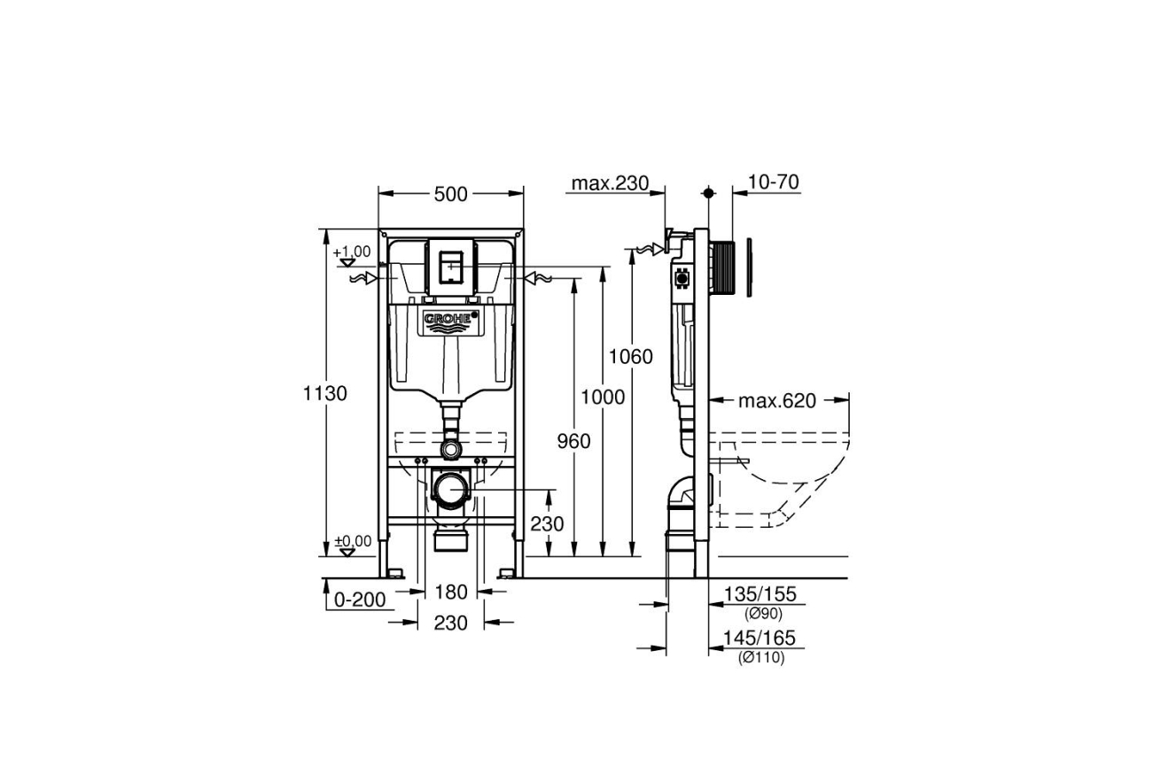 Комплект инсталляции GROHE Solido 38811KF0 с унитазом Aquatek НИКА AQ2009-00 и сиденьем с микролифтом (NW0328)