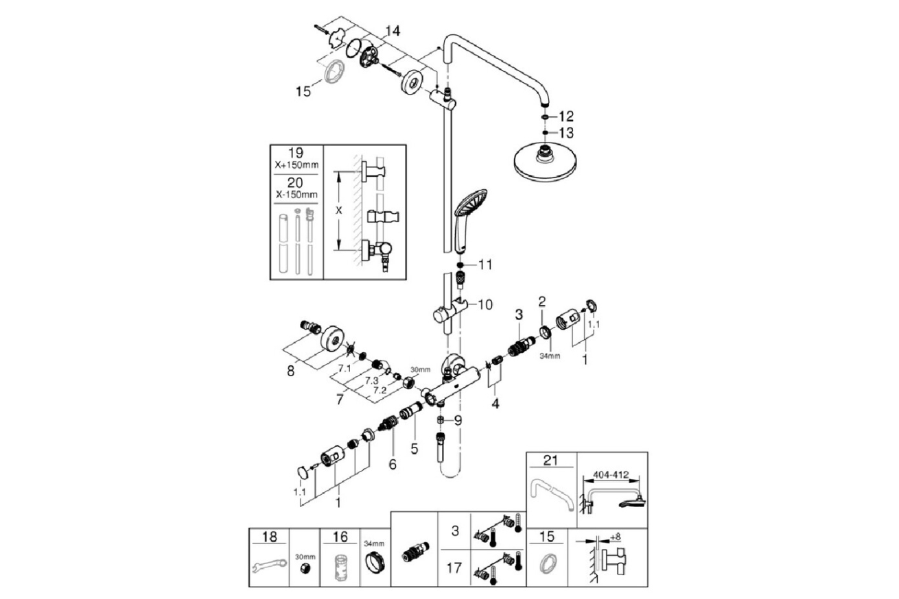 Душевая система GROHE Vitalio Joy System 180 с термостатом для душа, хром (27298001)