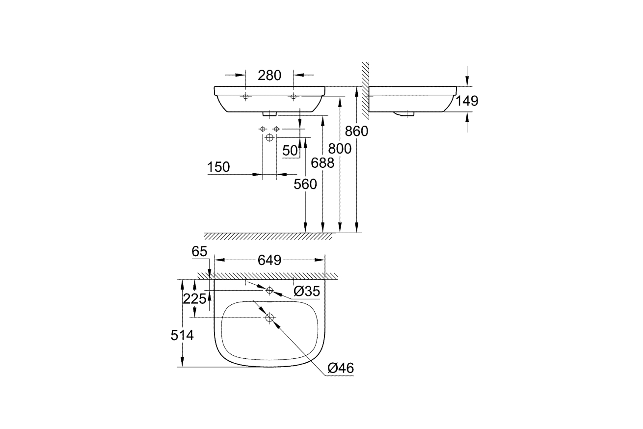 Раковина GROHE Euro Ceramic с гигиеническим покрытием 65 см, альпин белый (3932300H)