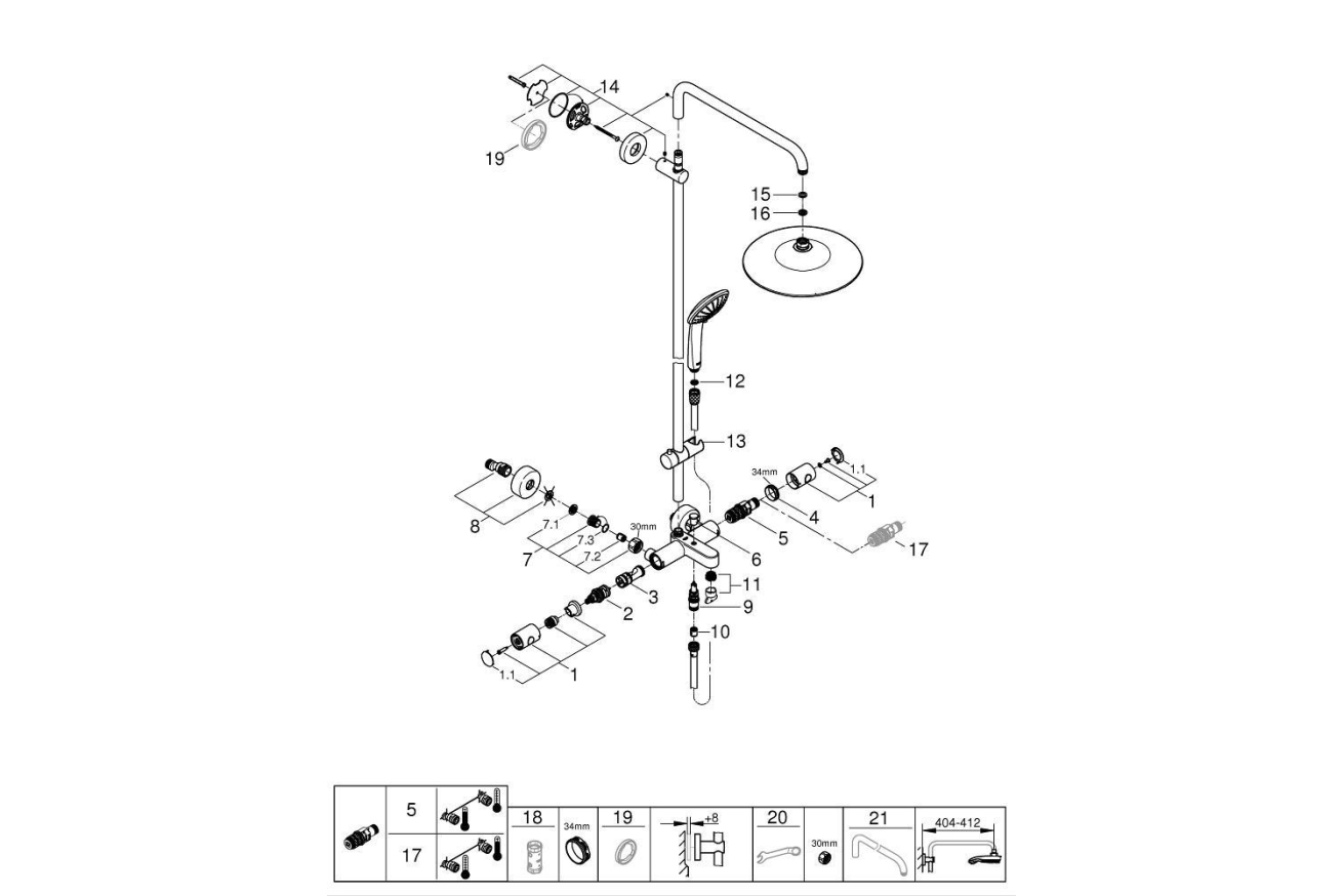 Душевая система GROHE Euphoria System 260 с термостатом для ванны, хром (27475001)