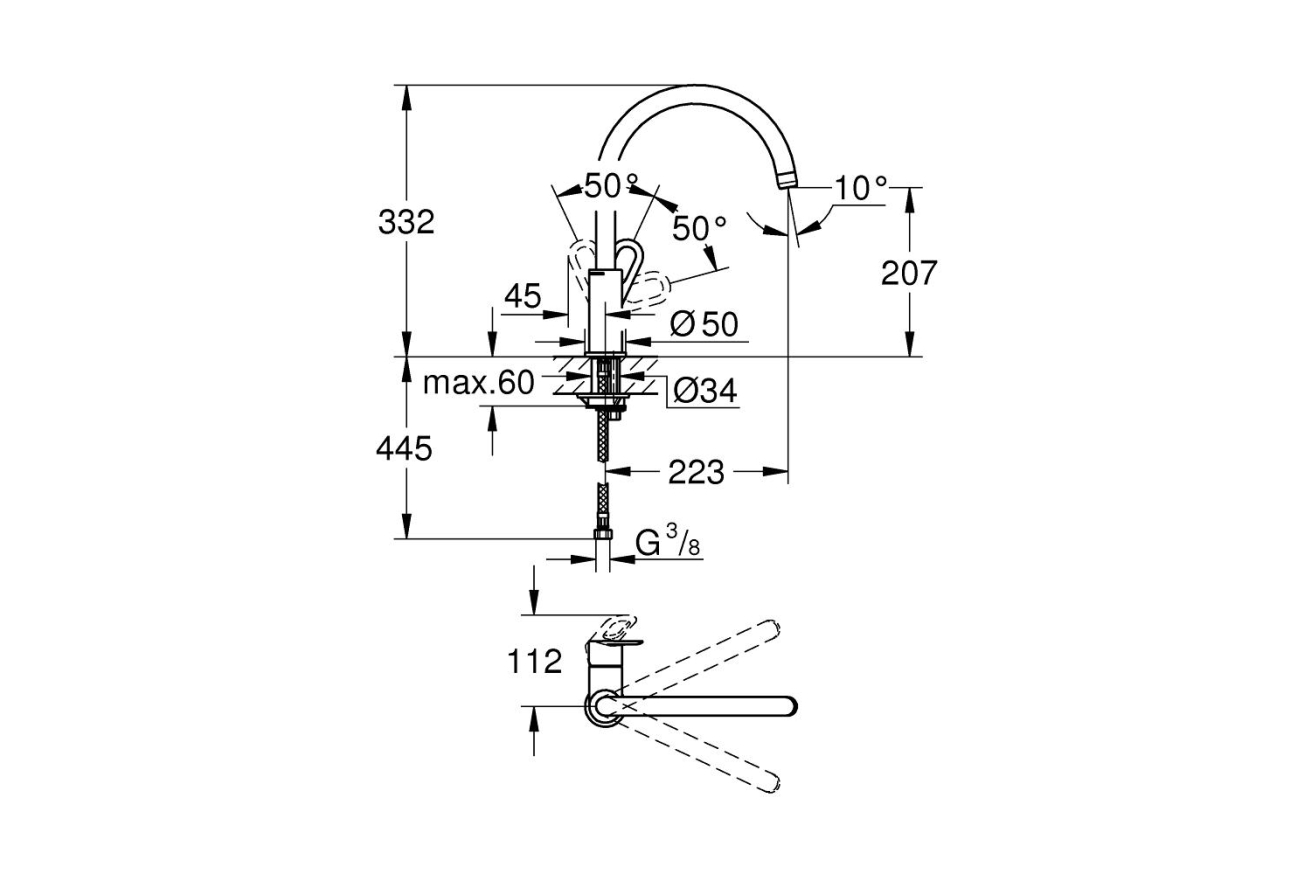 Смеситель для кухни GROHE BauLoop, хром (31368000)