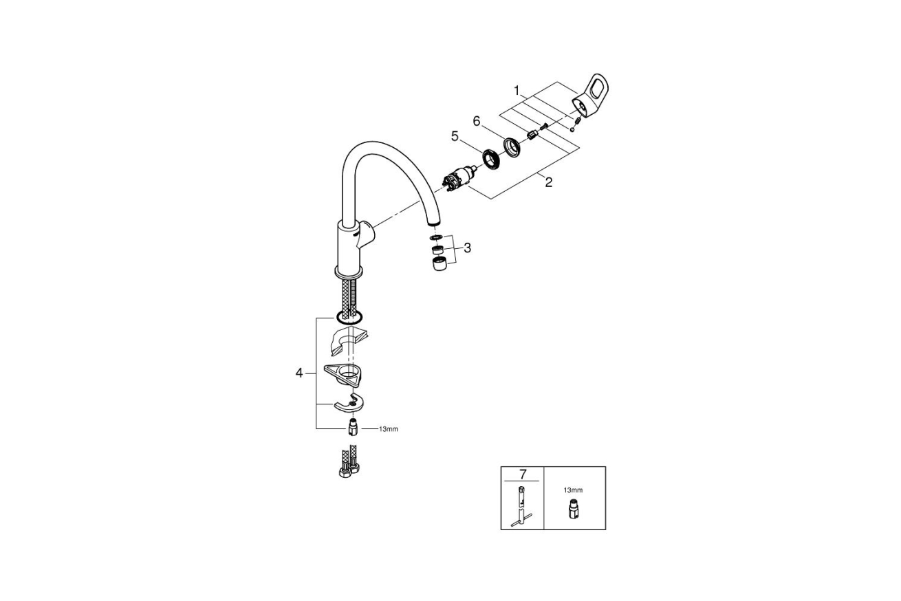 Смеситель для кухни GROHE BauLoop, хром (31368000)