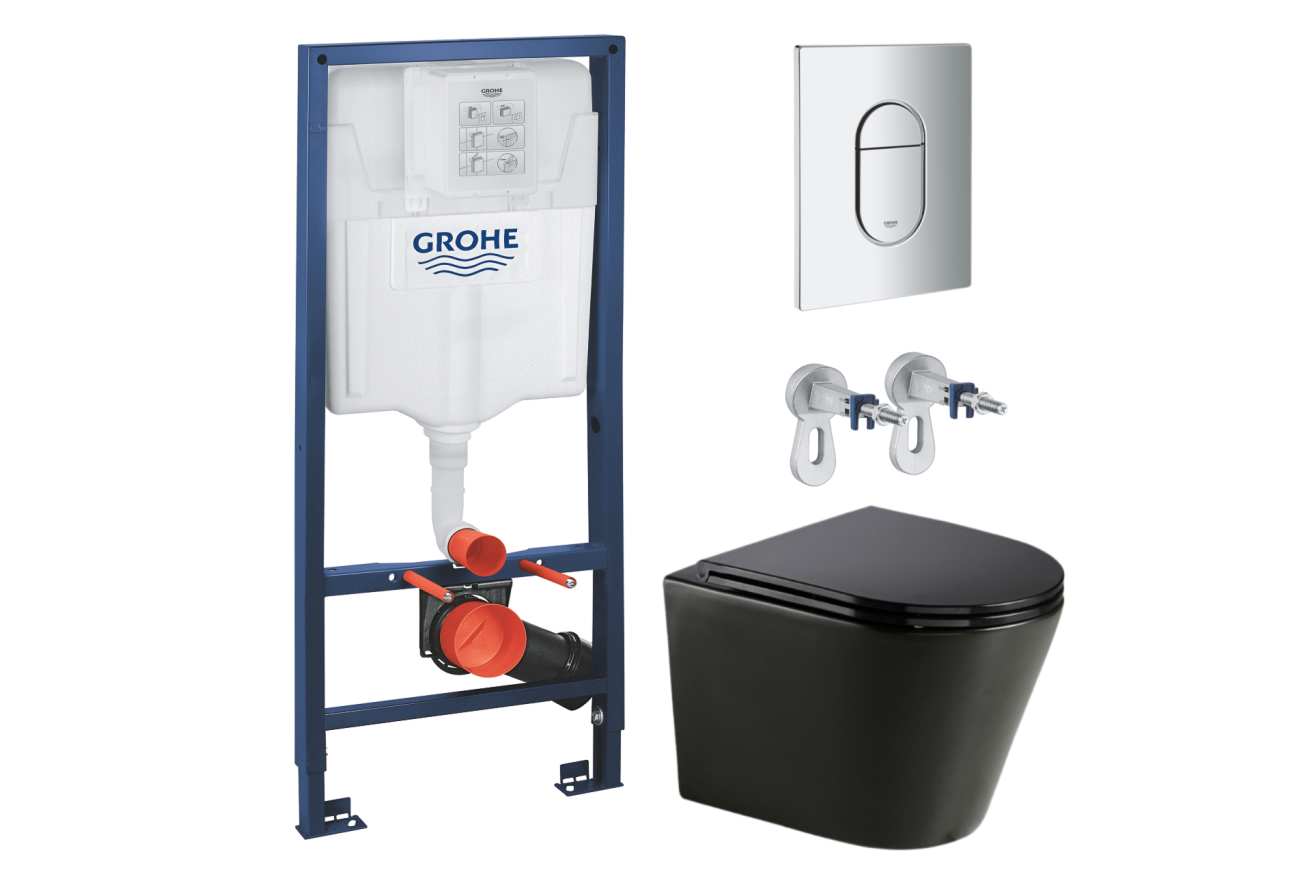 Комплект инсталляции GROHE Rapid SL NW0145/S с унитазом AQUAme AQM2001MB и сиденьем с микролифтом (NW0270)