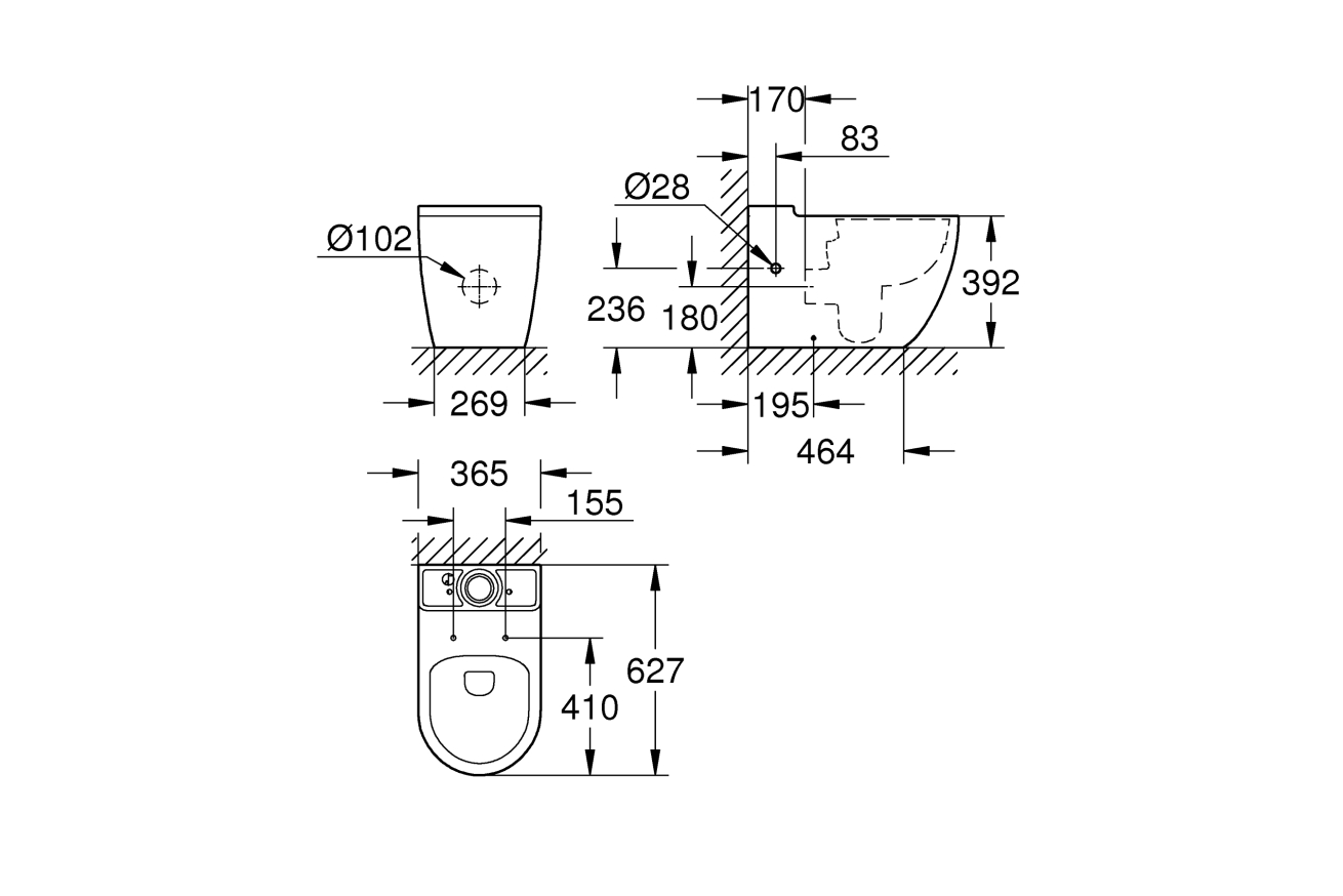 Унитаз напольный GROHE Bau Ceramic, альпин-белый (39910000)
