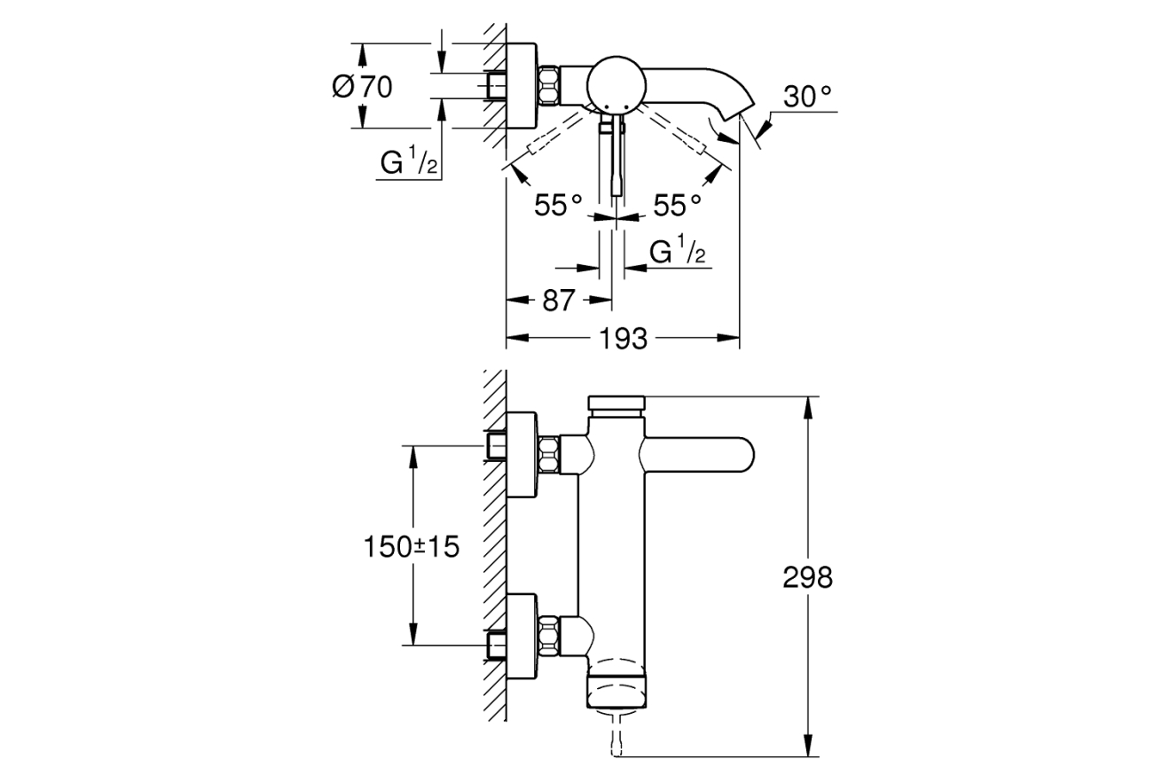 Смеситель для ванны GROHE Essence, теплый закат матовый (25250DL1)