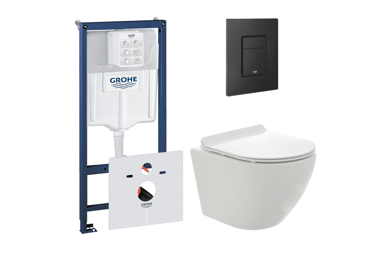 Комплект инсталляции GROHE 38811KF0 с унитазом AQUAme AQM2002PRO и сиденьем с микролифтом (NW0173)