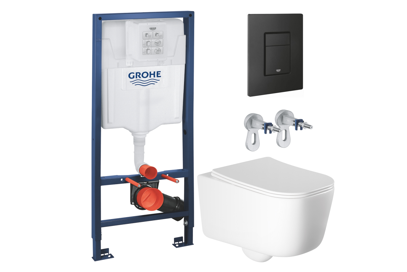 Комплект инсталляции GROHE Solido 38811KF0 с унитазом Aquatek ЛУГАНО AQ2002-00 и сиденьем с микролифтом (NW0324)