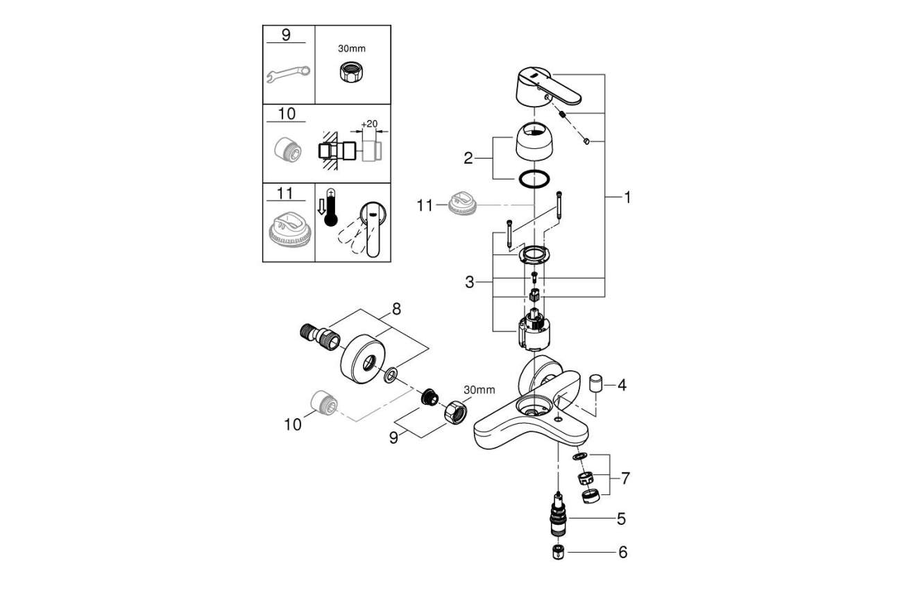 Смеситель для ванны GROHE Get, хром (32887000)