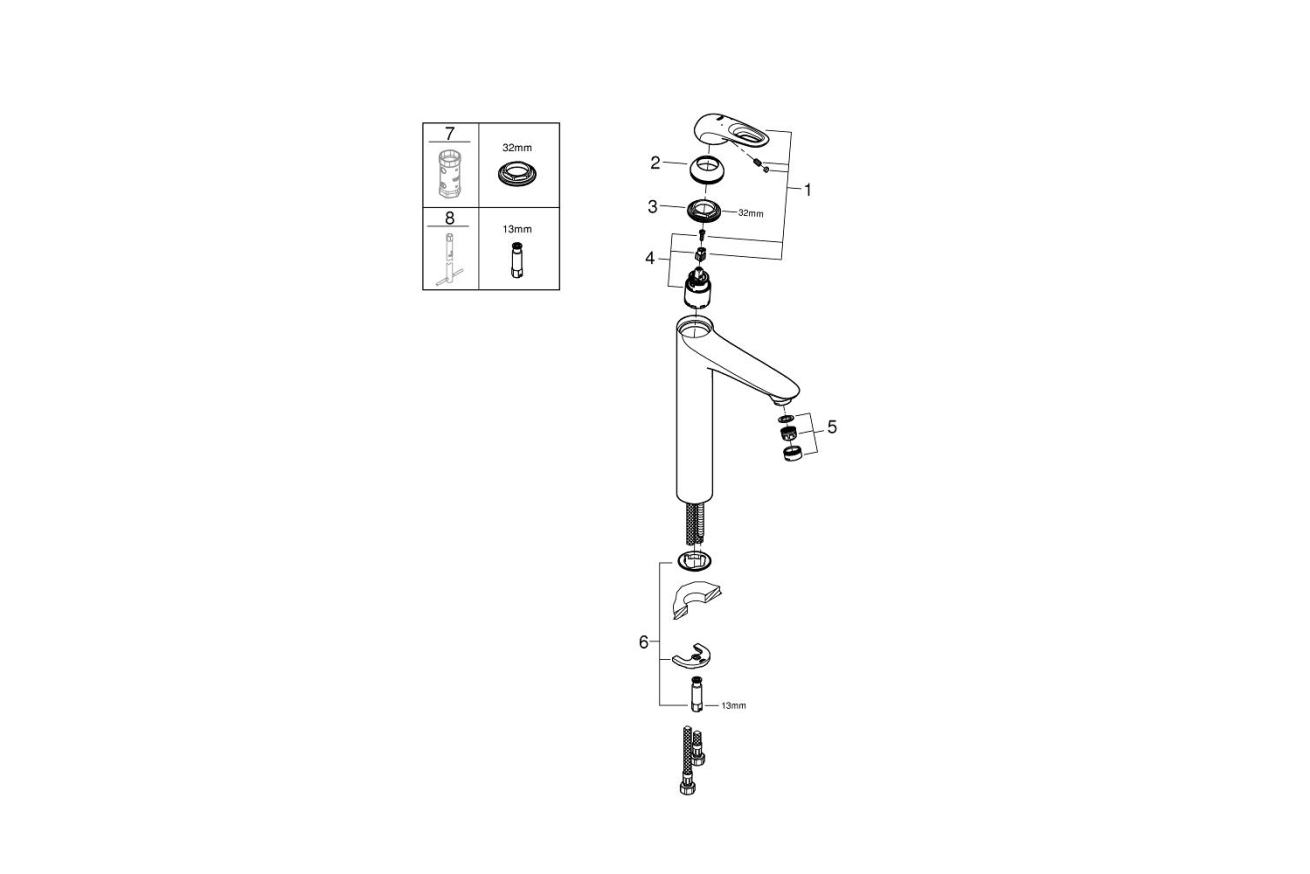 Смеситель для раковины GROHE Eurostyle, XL-size, хром (23570003)