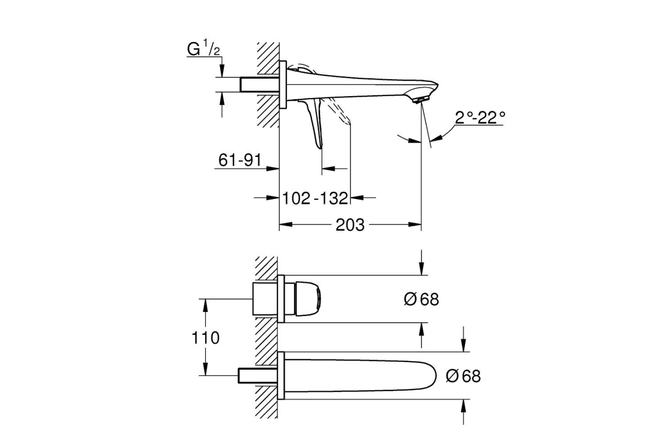 Внешняя часть смесителя для раковины GROHE Eurostyle, M-Size, хром (19571003)