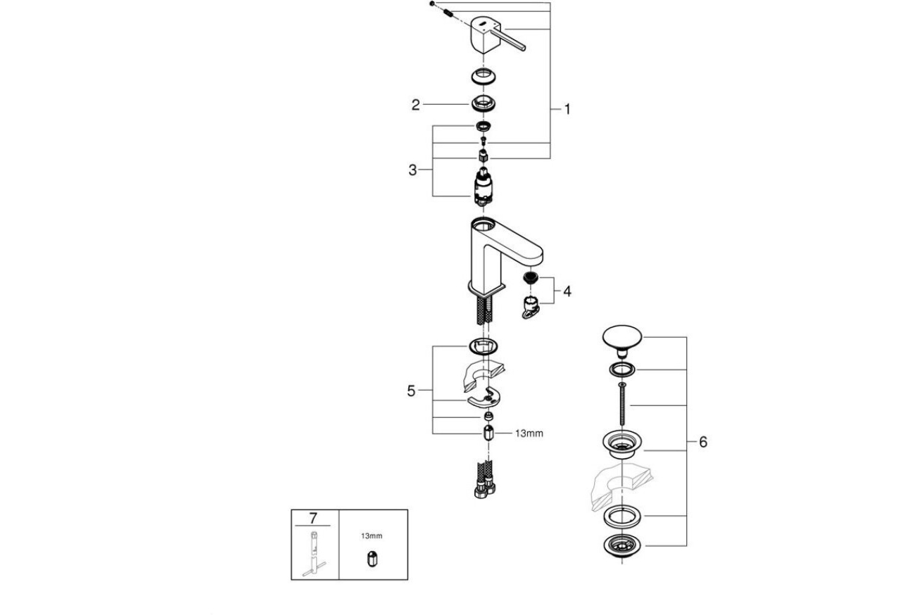 Смеситель для раковины GROHE Plus, S-size, хром (33163003/U) (царапины на корпусе)