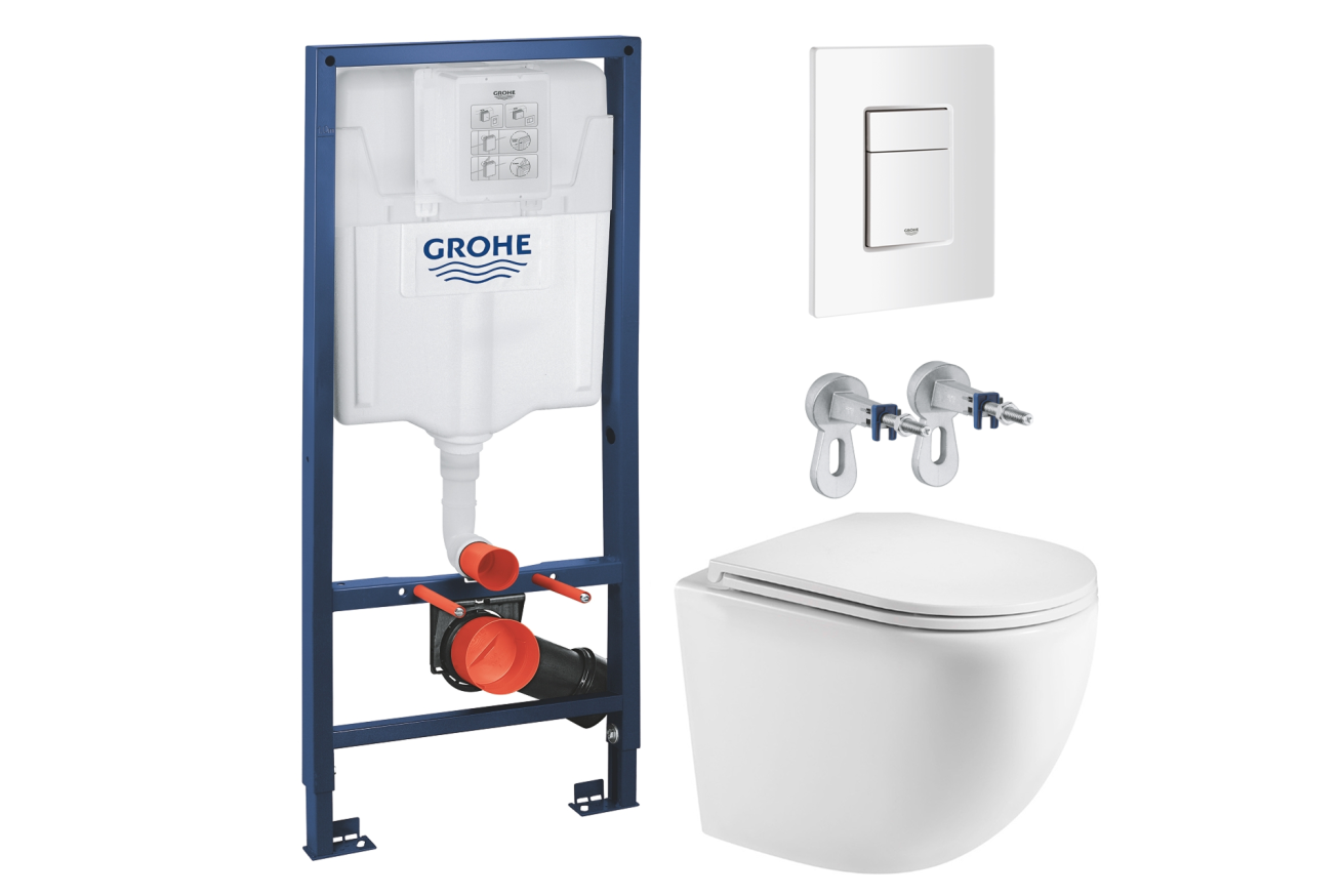 Комплект инсталляции GROHE Rapid SL 38772SH0 с унитазом AQUAme AQM2002MW и сиденьем с микролифтом (NW0286)