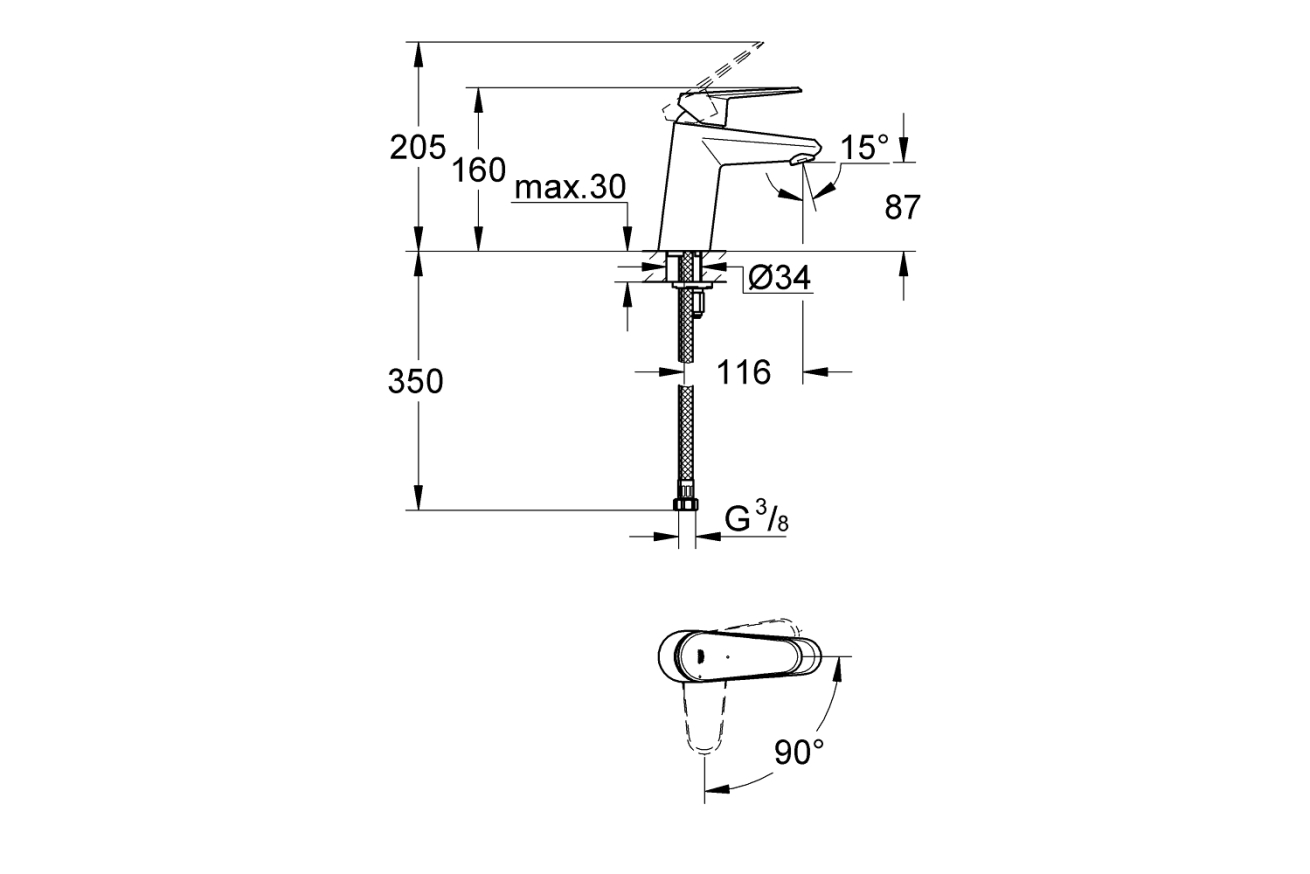 Смеситель для раковины GROHE Eurodisc Cosmopolitan, S-size, хром (2338220E)