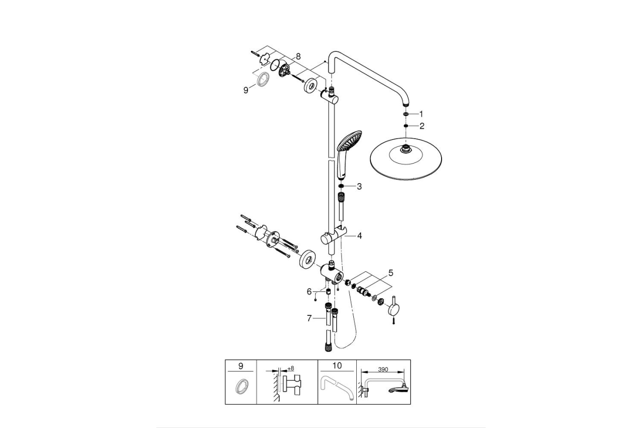 Душевая система GROHE Euphoria System 260 с переключателем потоков, хром (27421002)