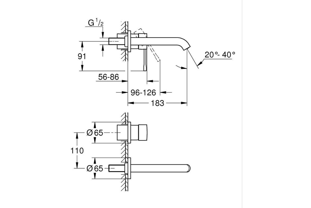 Внешняя часть смесителя для раковины GROHE Essence на 2 отверстия, M-Size, темный графит (19408A01)