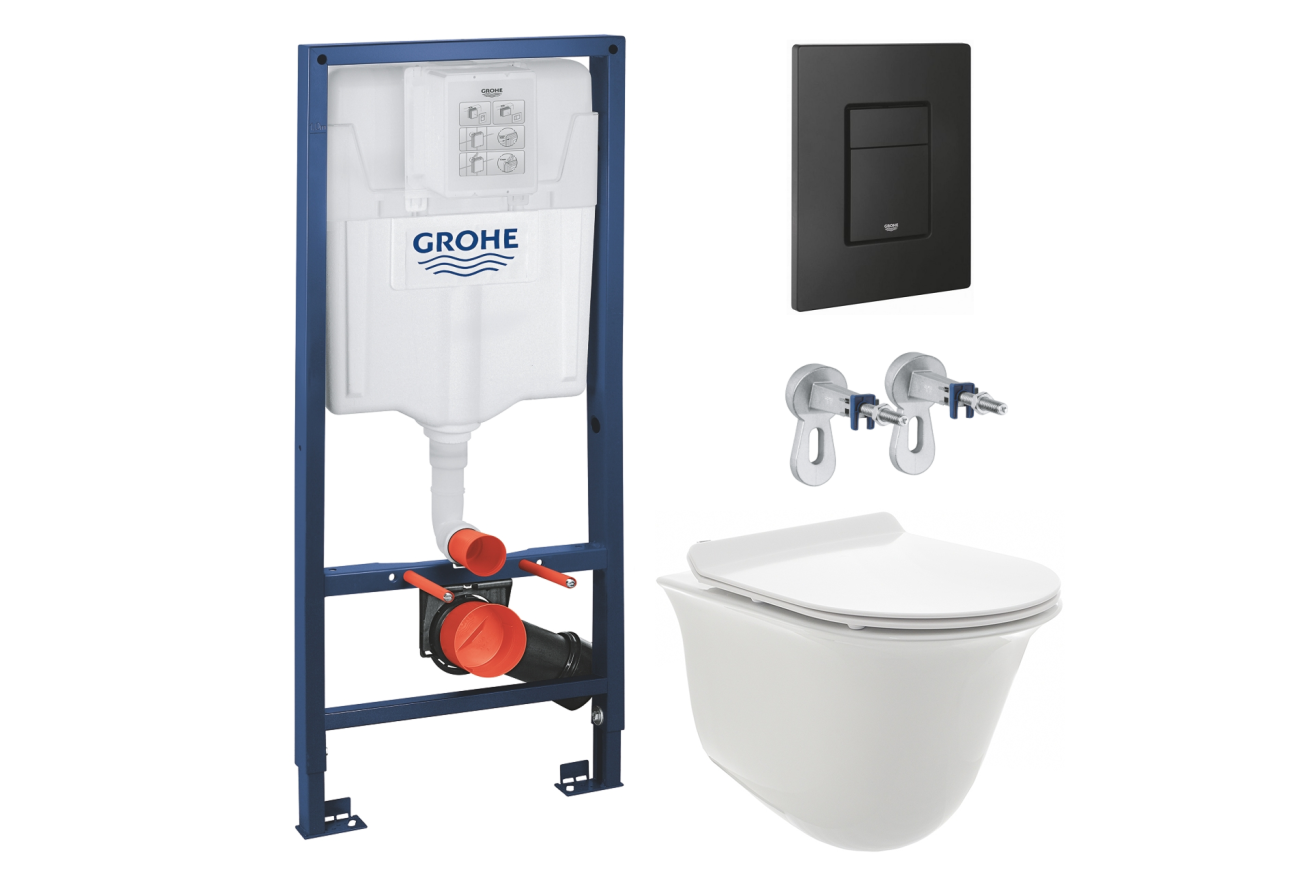 Комплект инсталляции GROHE Solido 38811KF0 с унитазом AQUAme AQM2005 и сиденьем с микролифтом (NW0300)