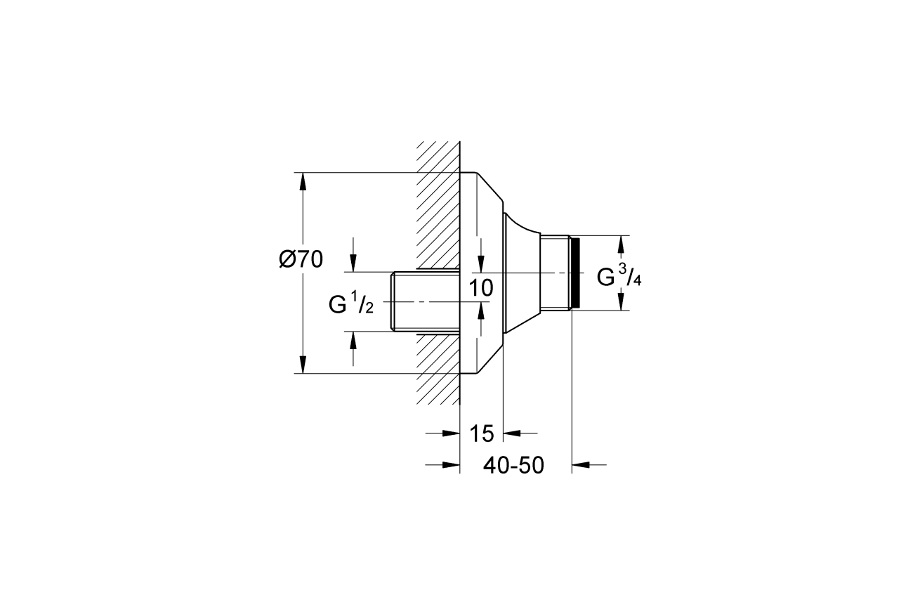 Эксцентрик s-образный 1/2" x 3/4" GROHE, регулируемый, 10 мм (12400000)