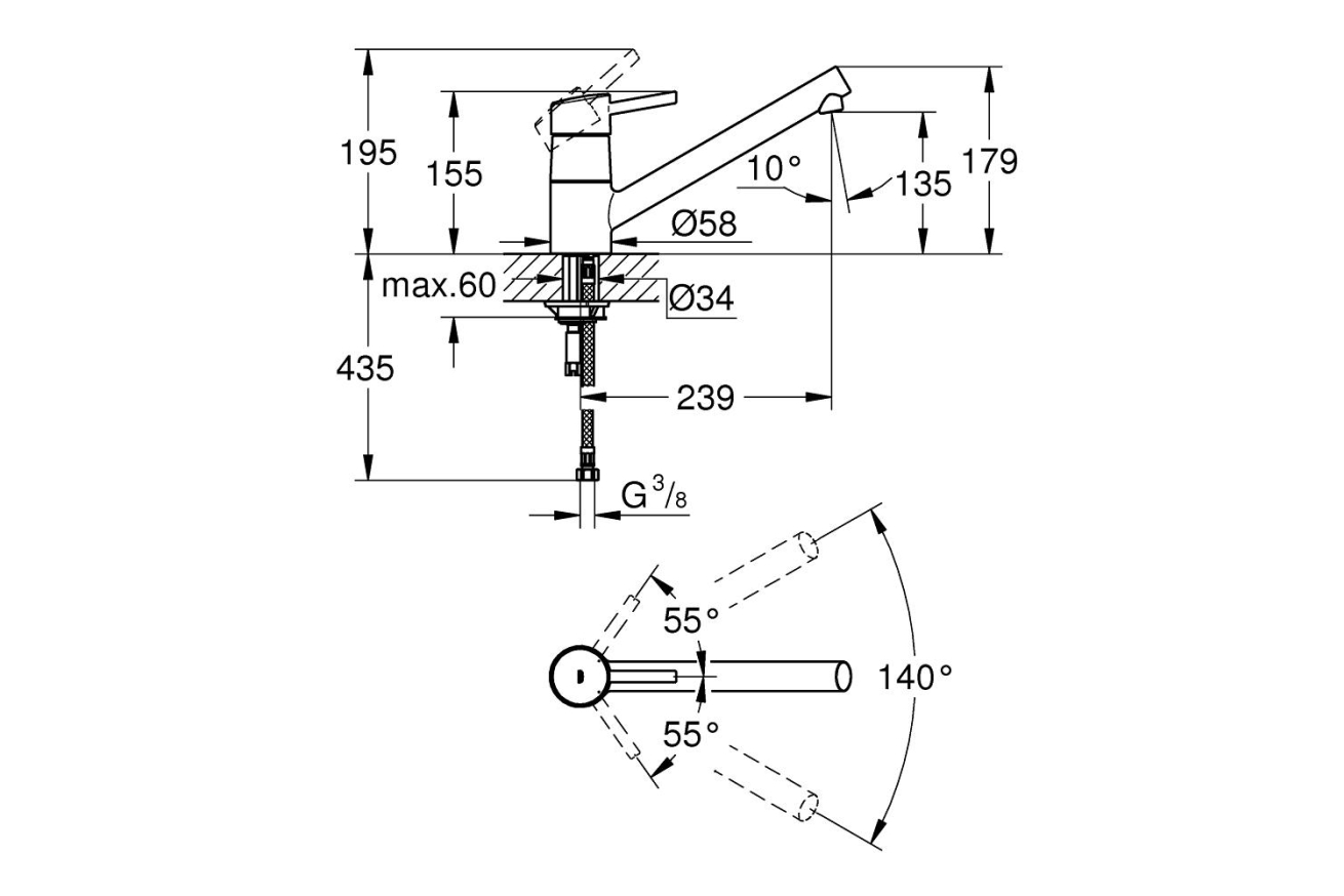 Смеситель для кухни GROHE Concetto, хром (32659001)