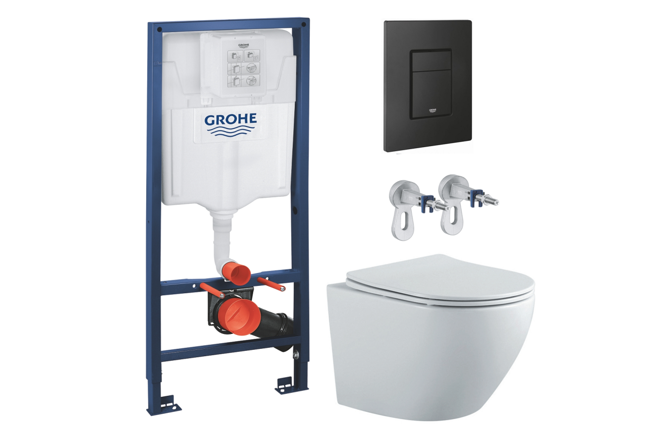Комплект инсталляции GROHE Solido 38811KF0 с унитазом Aquatek ЕВРОПА AQ1901-MW и сиденьем с микролифтом (NW0259)