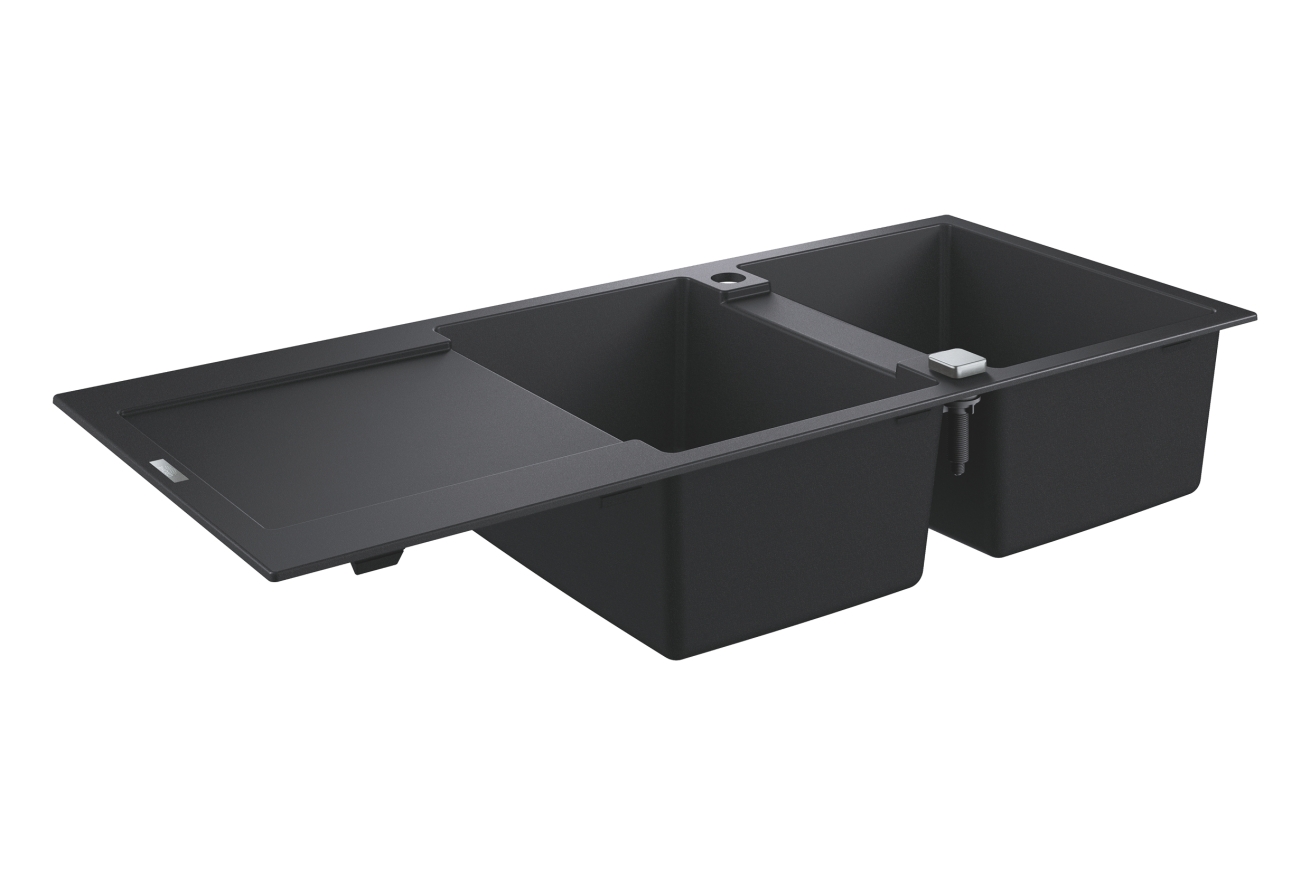 Мойка GROHE K500 с двумя чашами, 1160 x 500 мм, черный гранит (31647AP0)
