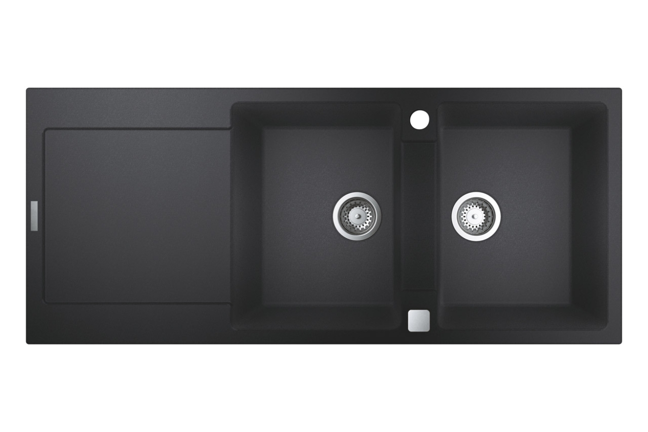 Мойка GROHE K500 с двумя чашами, 1160 x 500 мм, черный гранит (31647AP0)