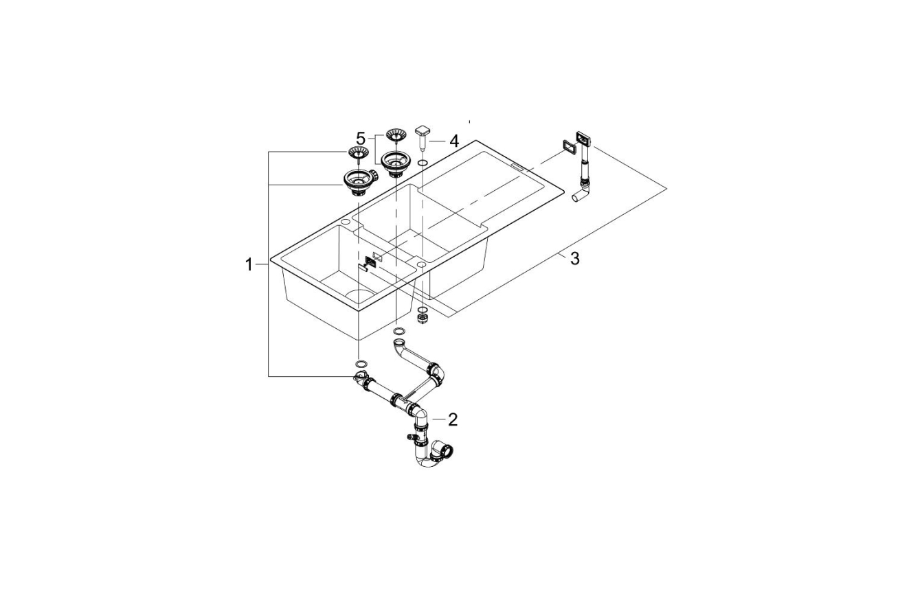 Мойка GROHE K500 с двумя чашами, 1160 x 500 мм, черный гранит (31647AP0)