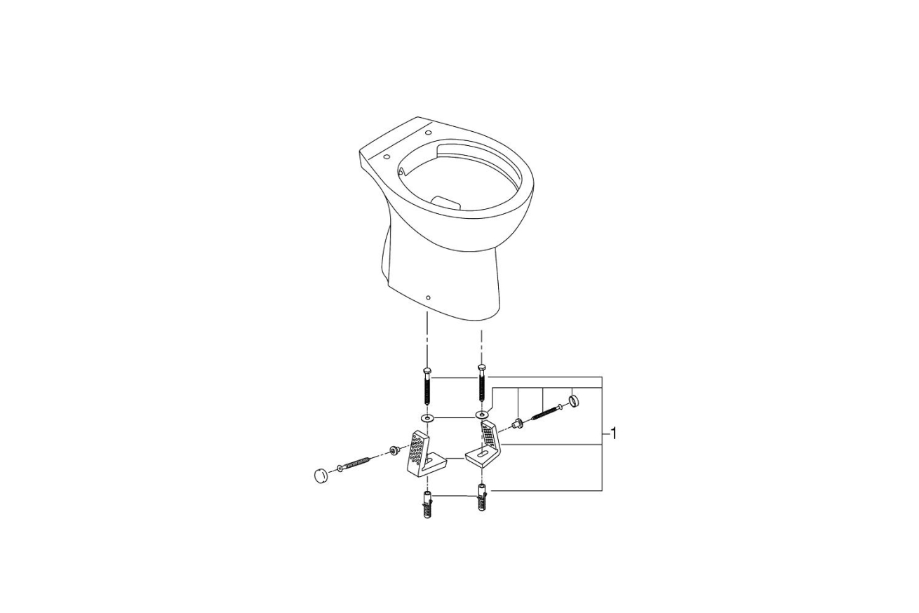Унитаз напольный GROHE Bau Ceramic, выпуск в пол (без сиденья), НЕ подходит для бачков на унитаз, альпин-белый (39431000)