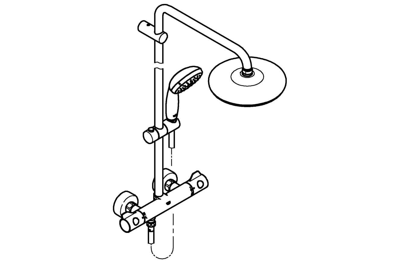 Душевая система GROHE Bau System 210 с термостатом для душа, хром (26699000)