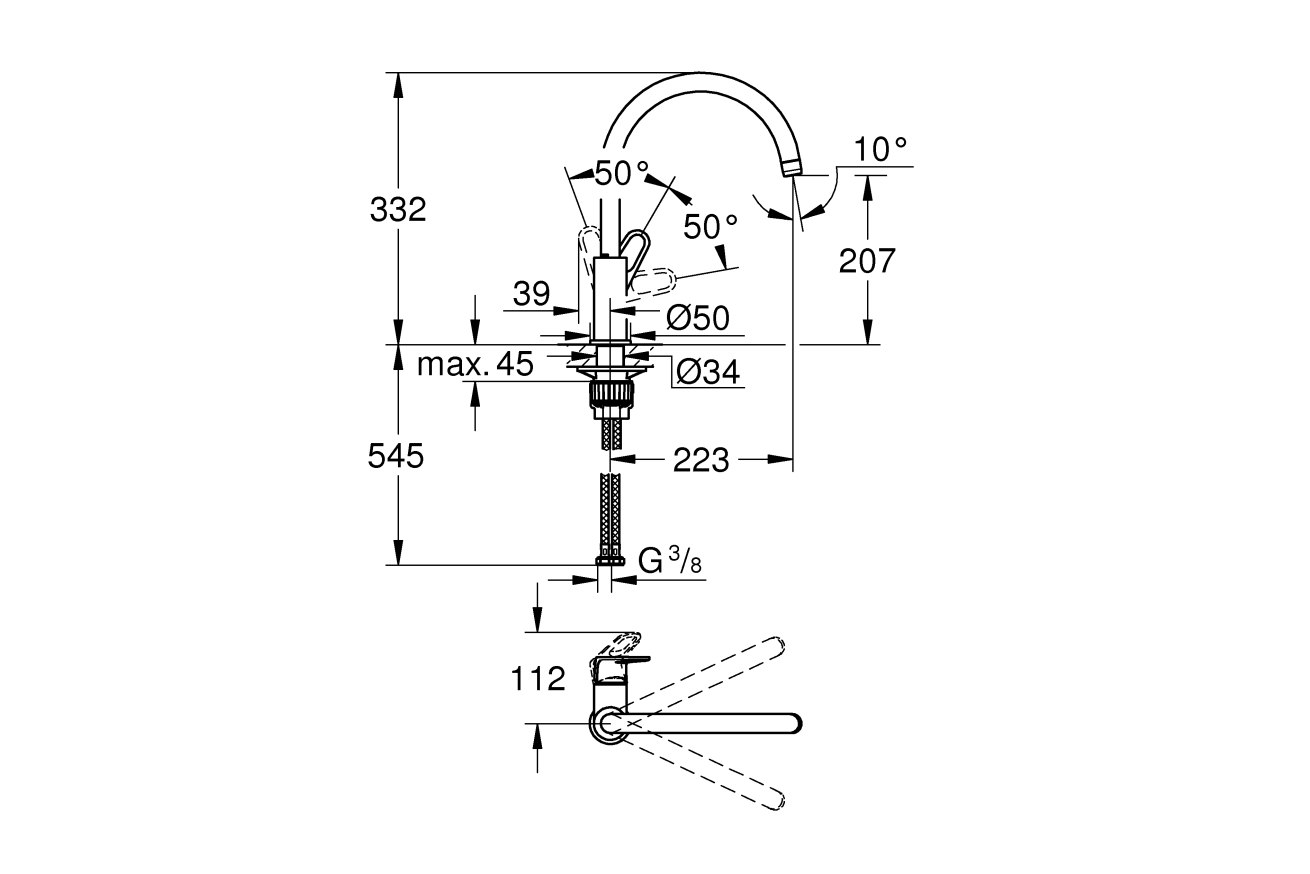 Смеситель для кухни GROHE BauFlow, хром (31538001)