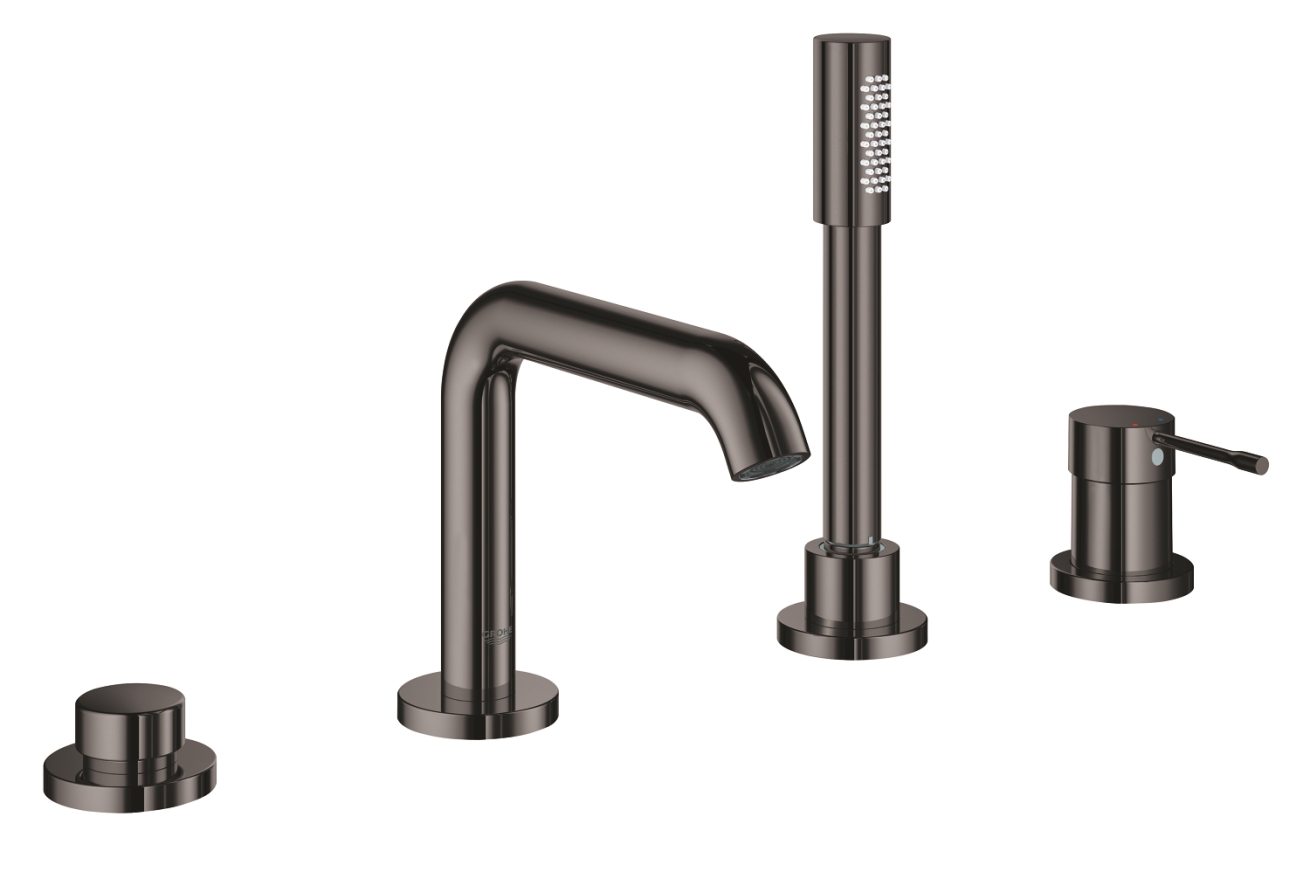 Смеситель для ванны GROHE Essence на 4 отверстия, темный графит глянцевый (25251A01)
