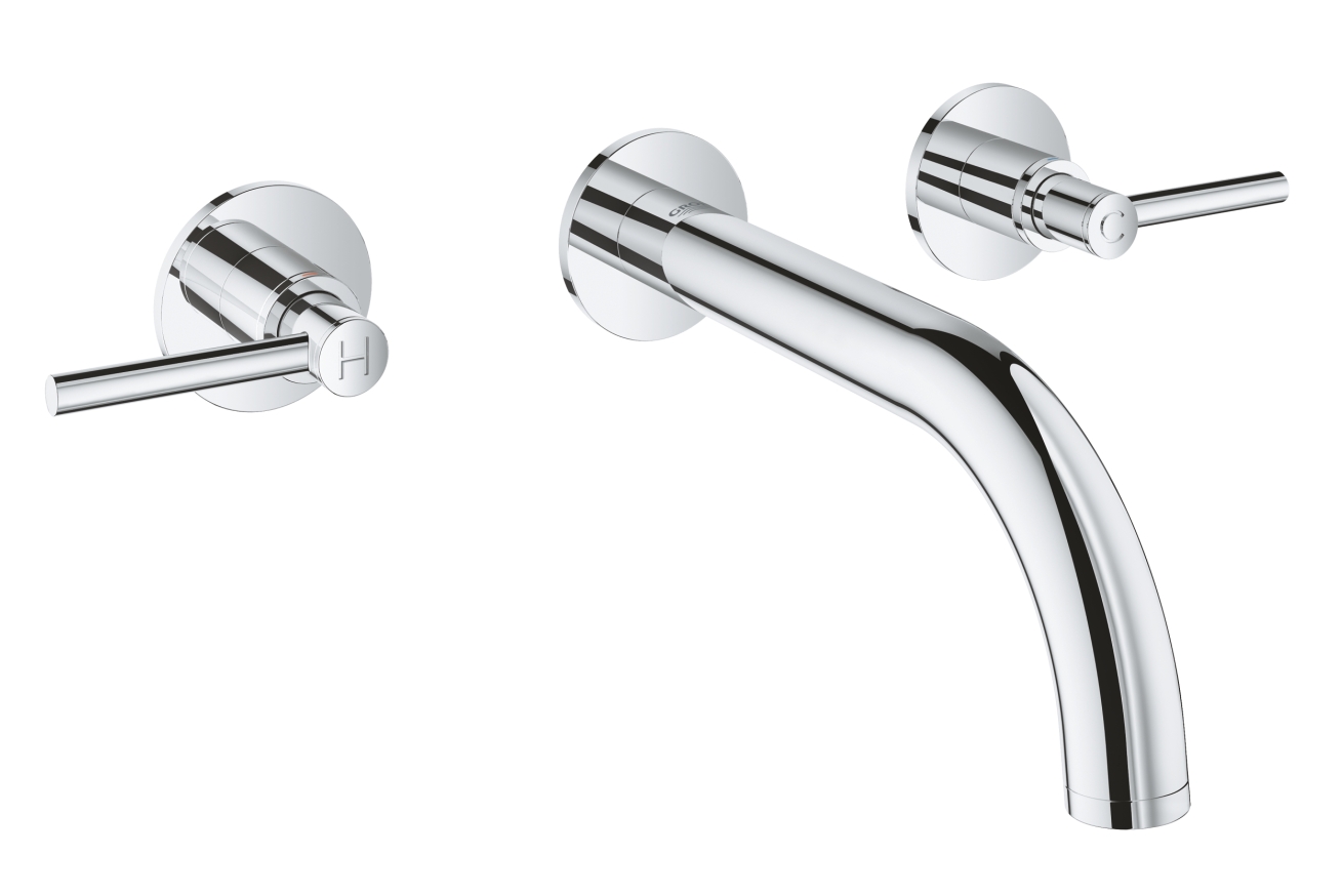 Внешняя часть смесителя для раковины GROHE Atrio настенного монтажа на 3 отверстия, двухвентильный, хром (20169003)