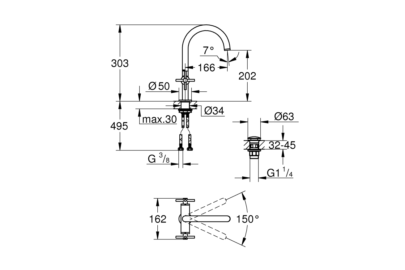 Смеситель для раковины GROHE Atrio, хром (21019003)