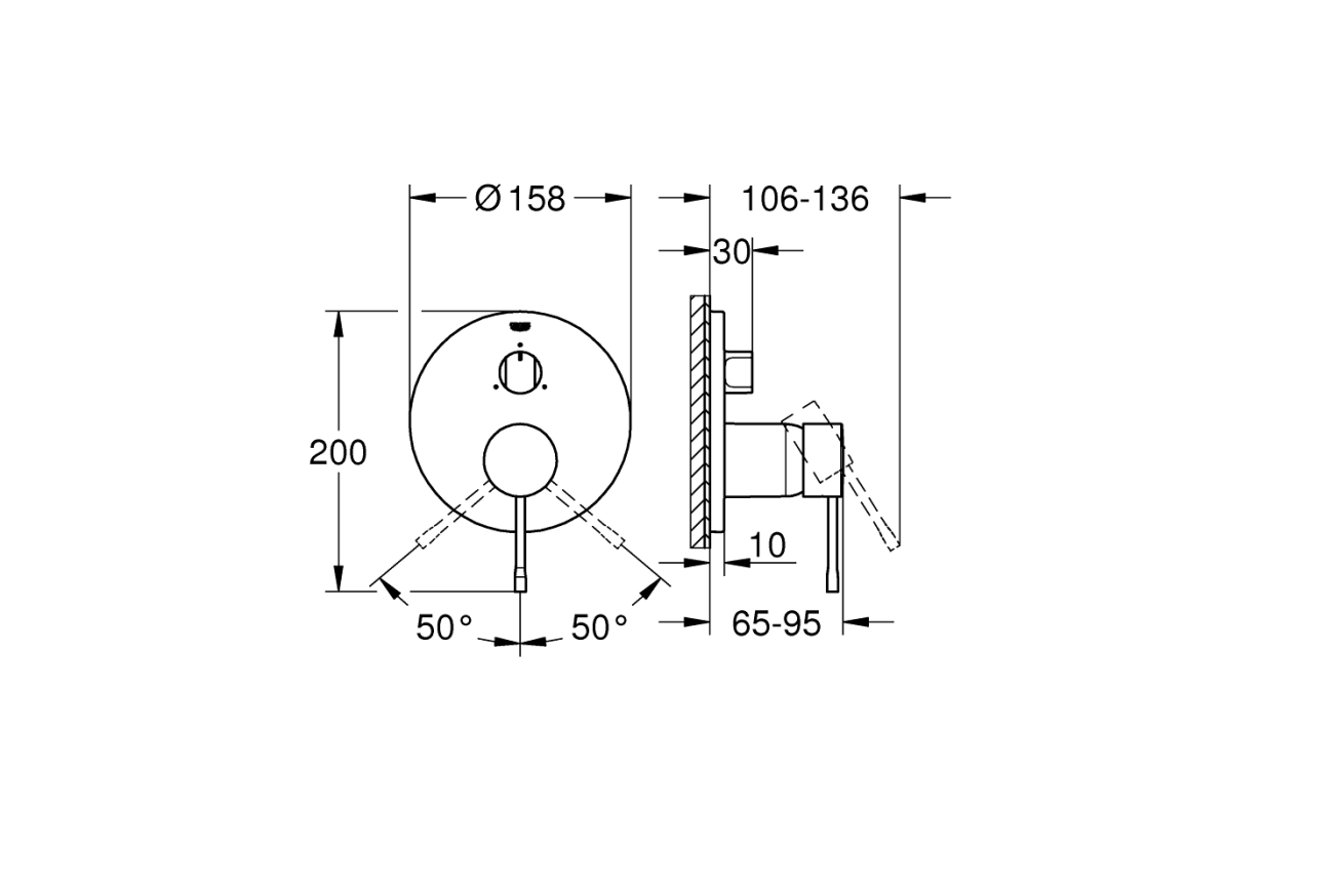 Внешняя часть смесителя для ванны GROHE Essence на 3 потребителя, хром (24169001)