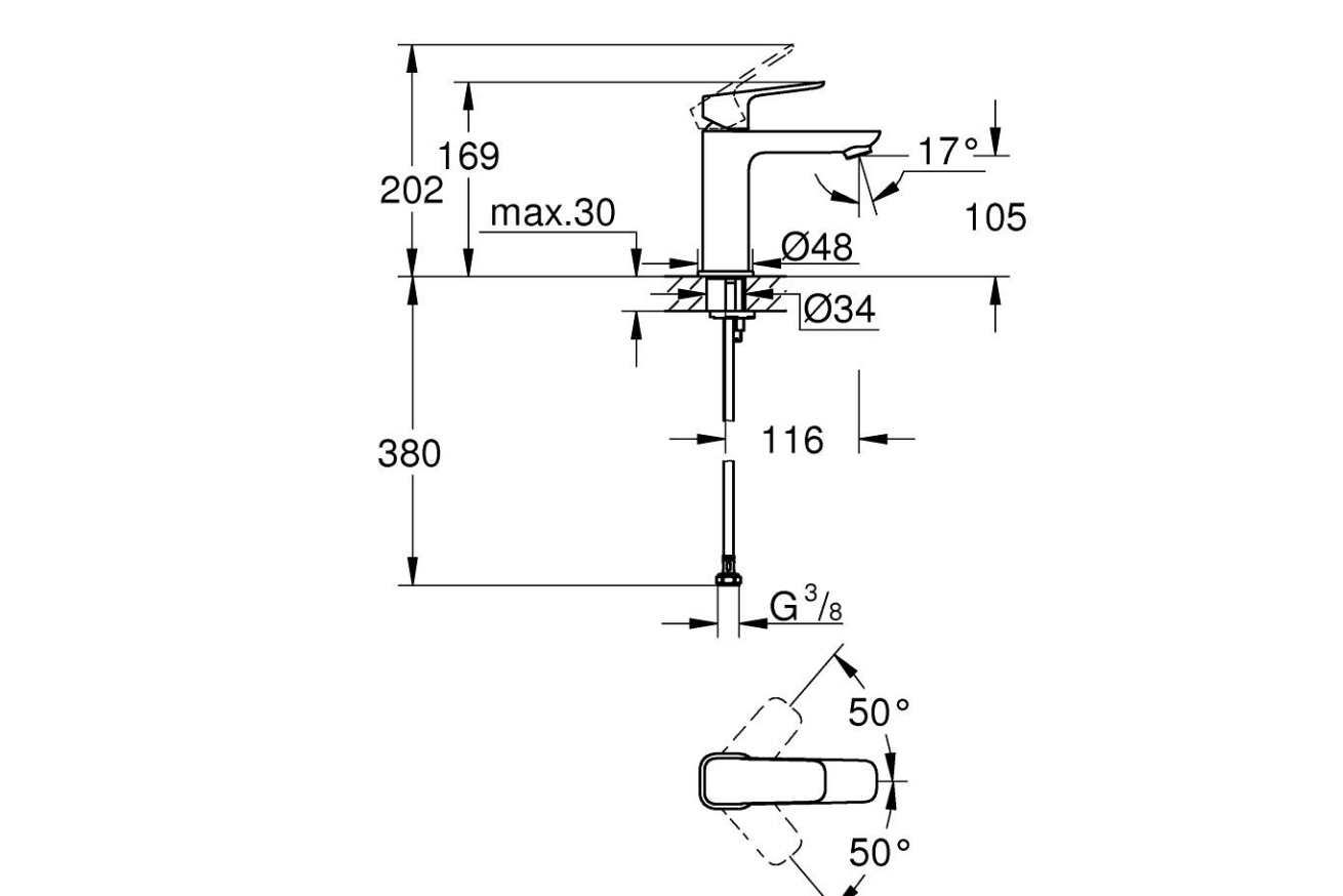Смеситель для раковины GROHE Cubeo, M-size, хром (1017550000)